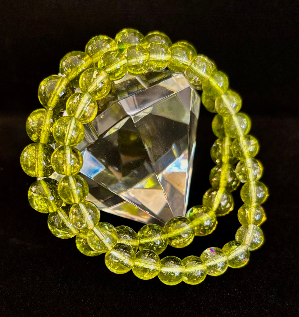 Green Peridot Healing Bracelet – 8mm or 10mm Beads for Abundance, Growth & Emotional Clarity | | Wiccan Center
