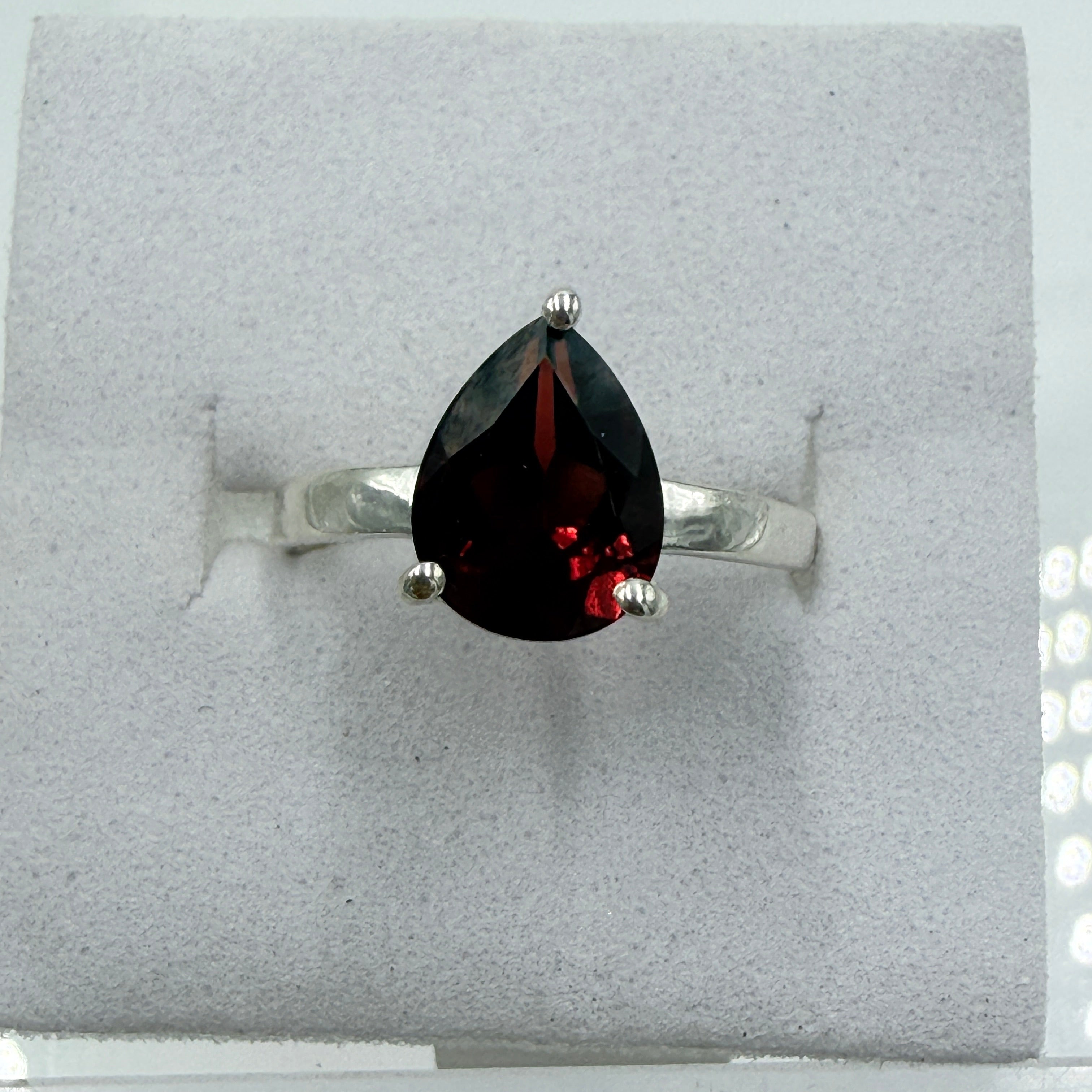 Sterling Silver Pear-Cut Garnet Ring – Size 6 – Passion, Strength & Grounding | Rings | Wiccan Center