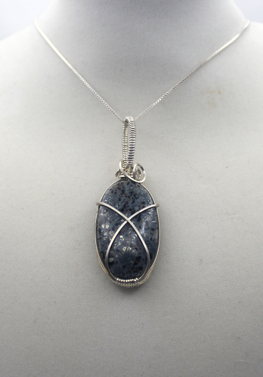 Silver Argentium Black Marcasite Pendant Necklace | | Wiccan Center