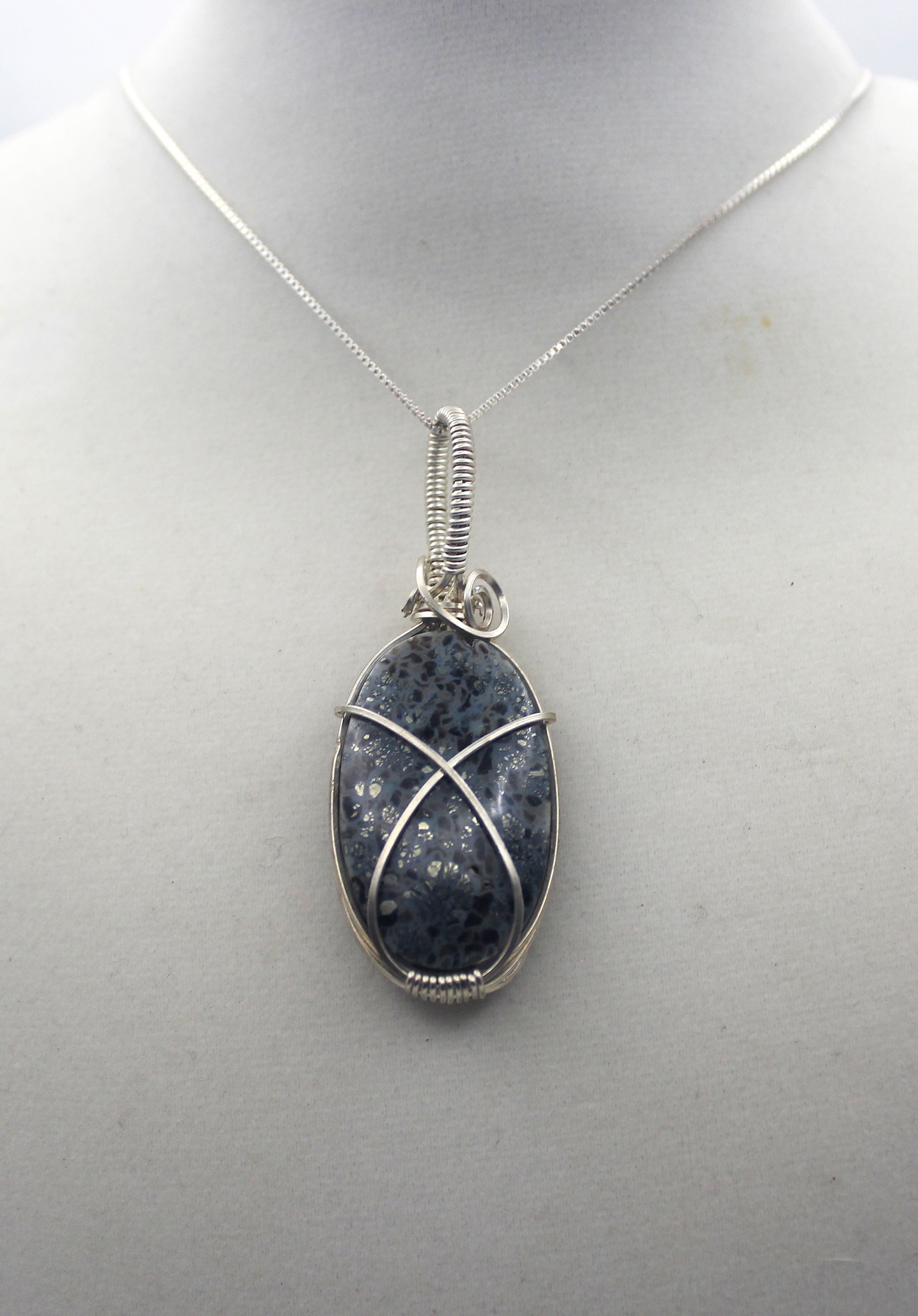 Silver Argentium Black Marcasite Pendant Necklace | | Wiccan Center