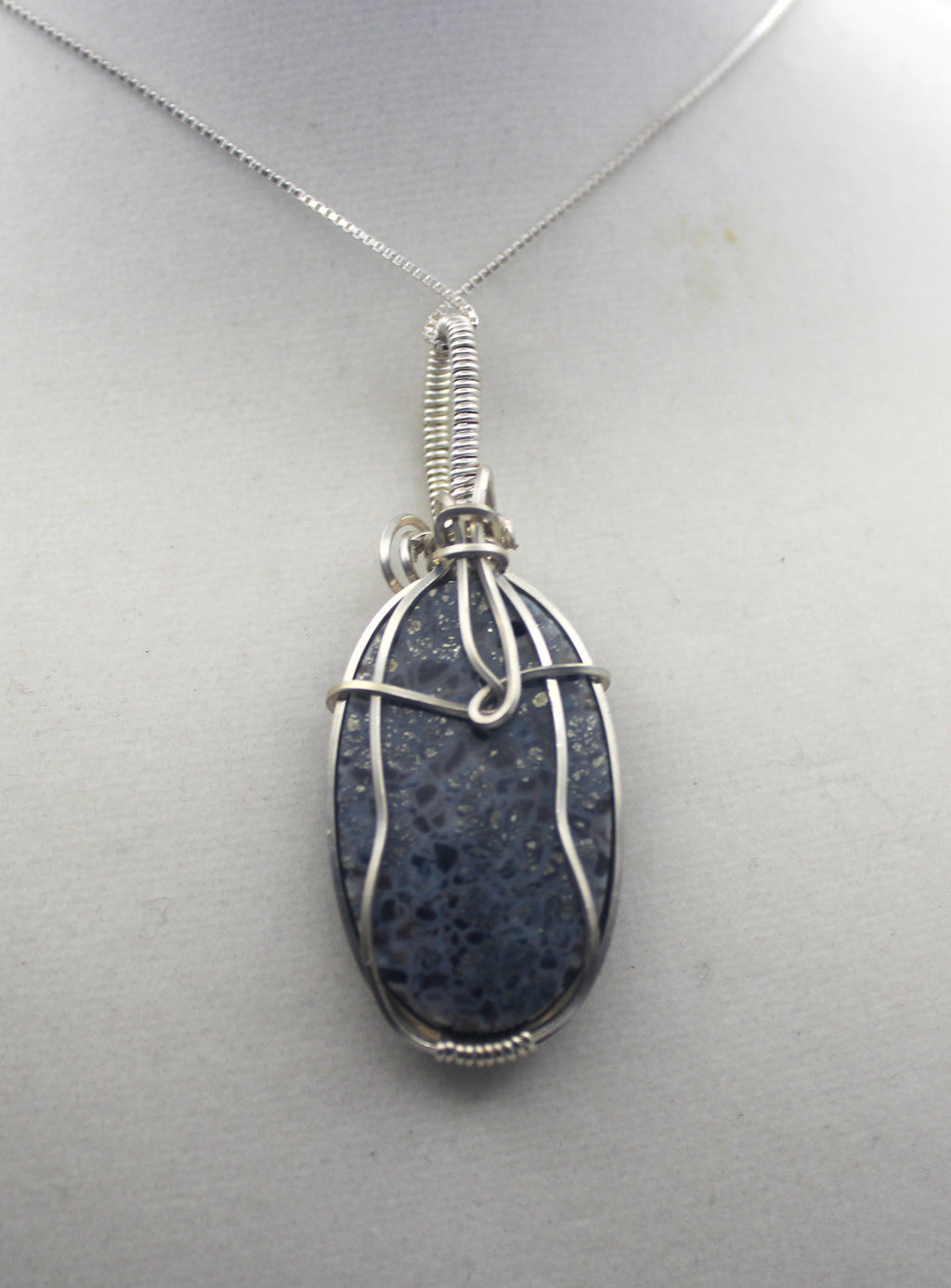 Silver Argentium Black Marcasite Pendant Necklace | | Wiccan Center