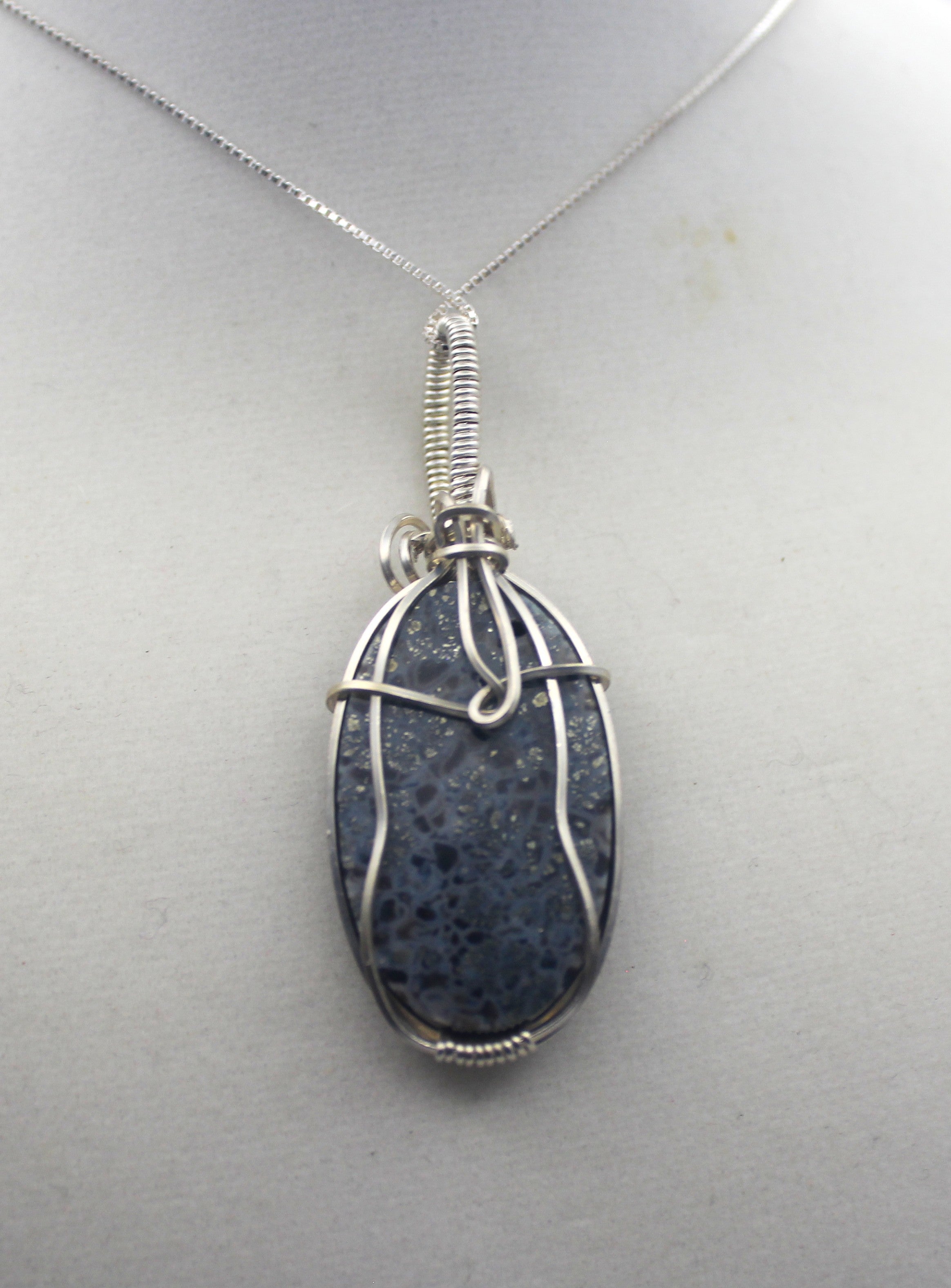 Silver Argentium Black Marcasite Pendant Necklace | | Wiccan Center