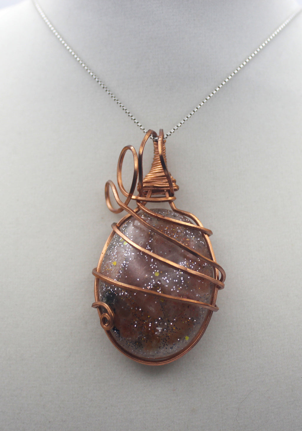 Raw Copper Resin Sunstone Pendant Necklace | | Wiccan Center