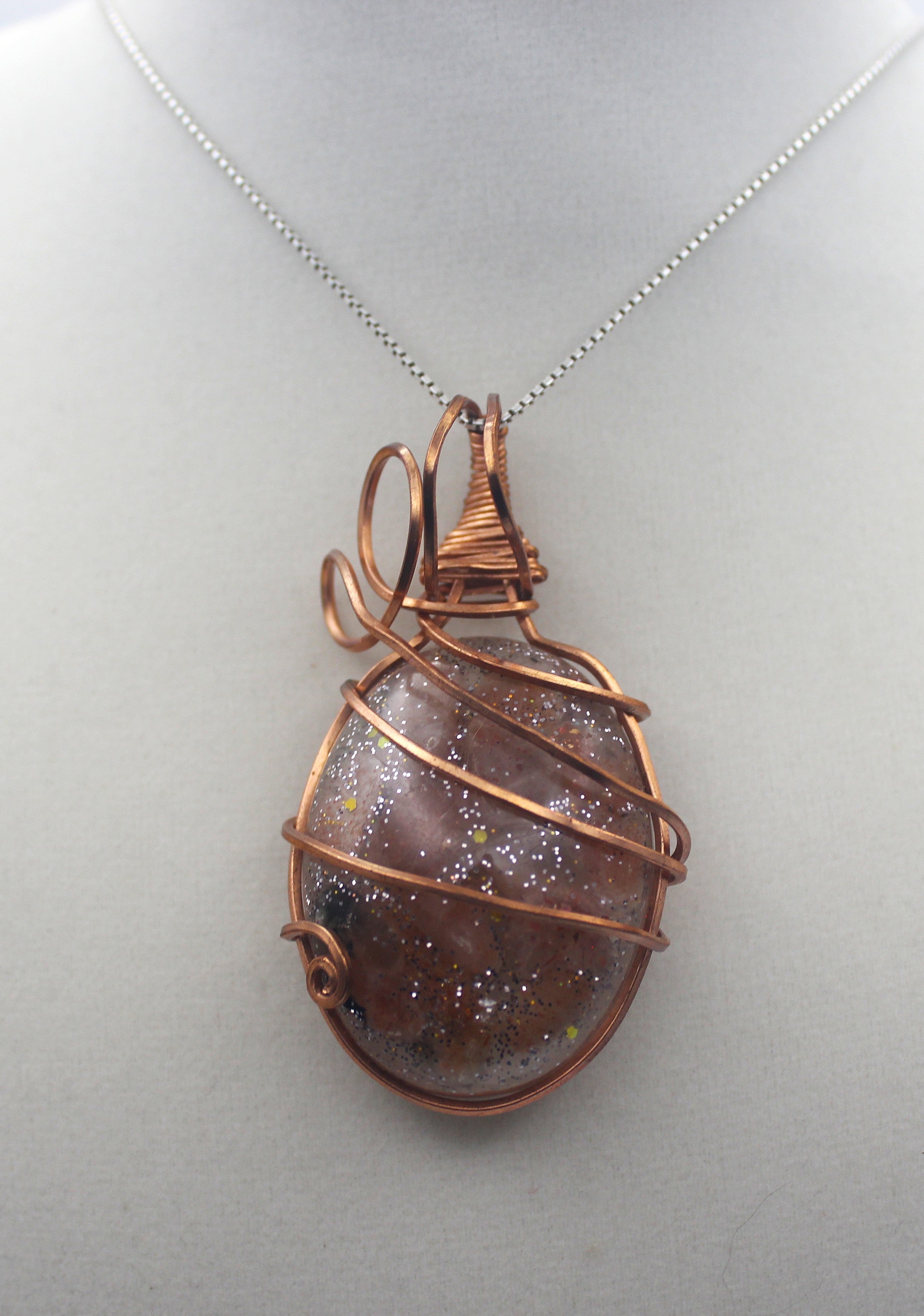 Raw Copper Resin Sunstone Pendant Necklace | | Wiccan Center