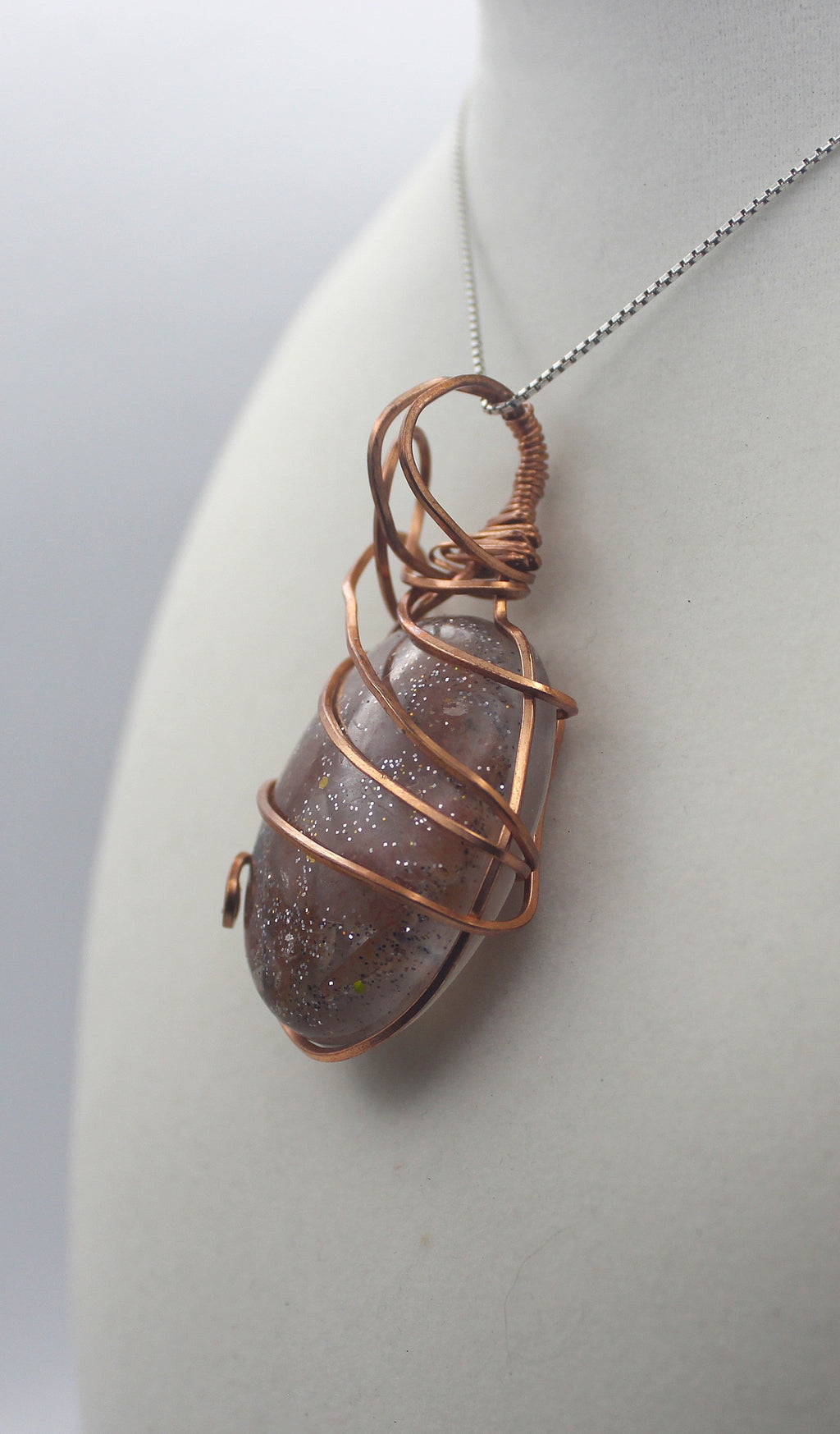Raw Copper Resin Sunstone Pendant Necklace | | Wiccan Center