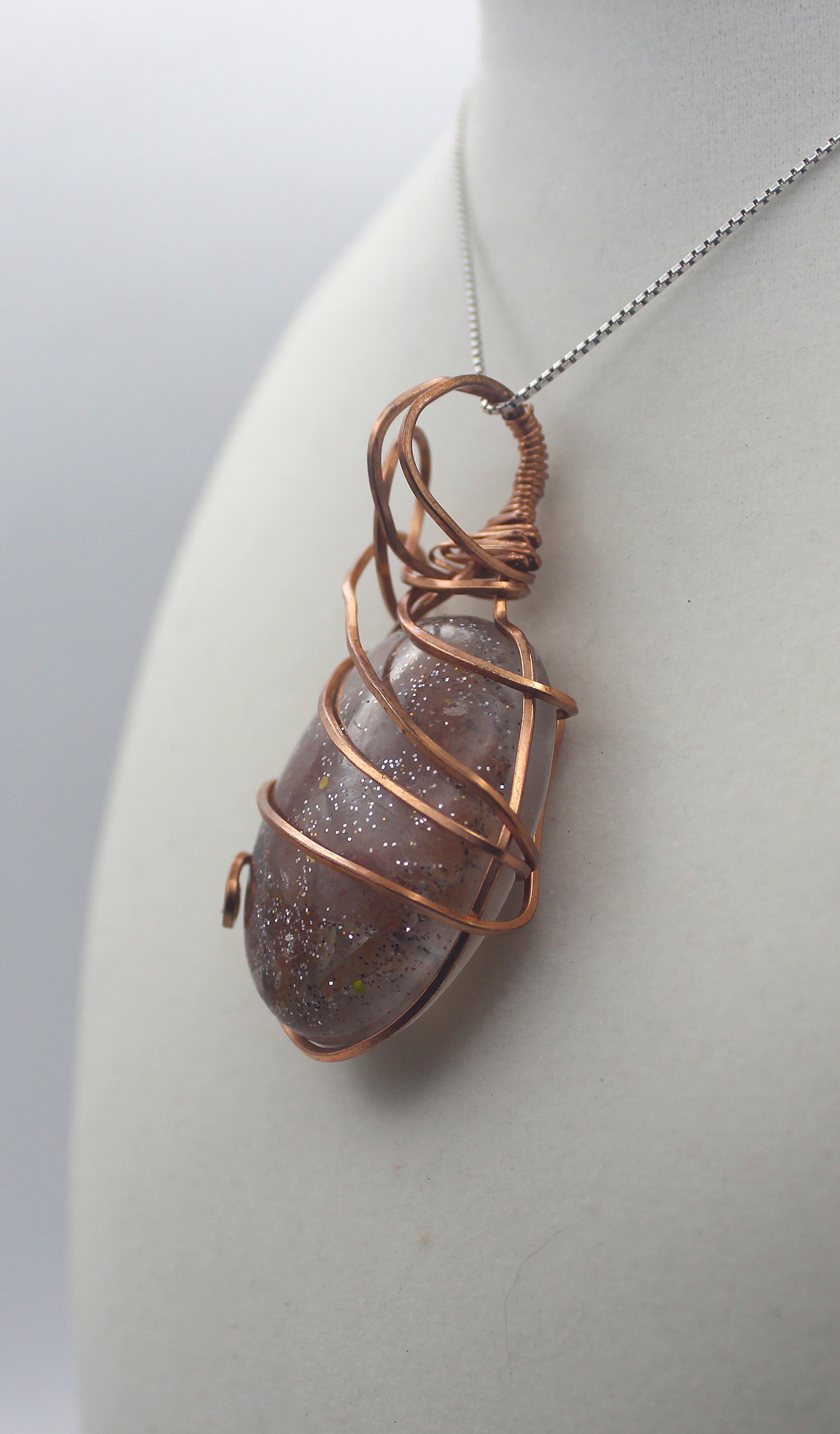 Raw Copper Resin Sunstone Pendant Necklace | | Wiccan Center