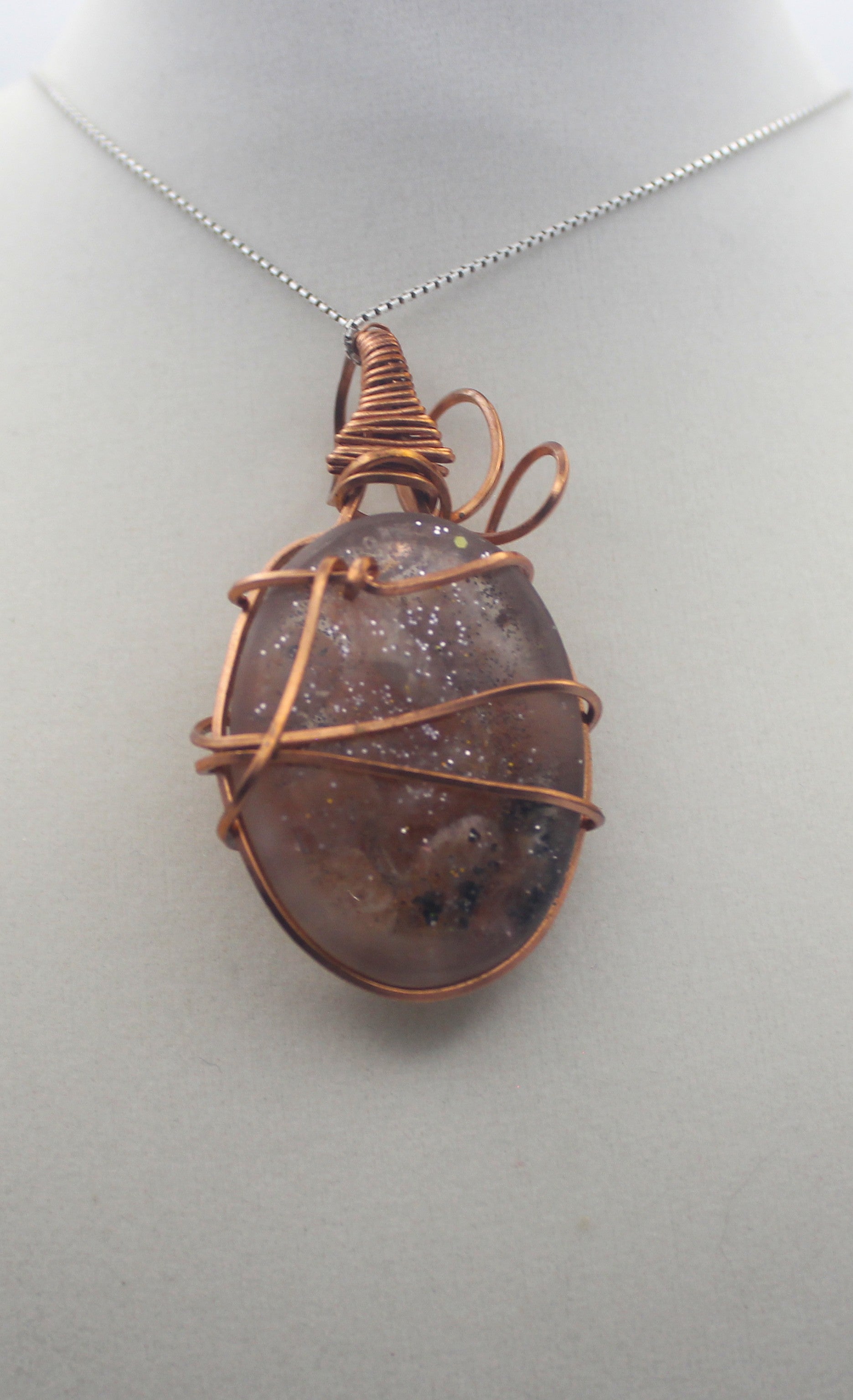 Raw Copper Resin Sunstone Pendant Necklace | | Wiccan Center