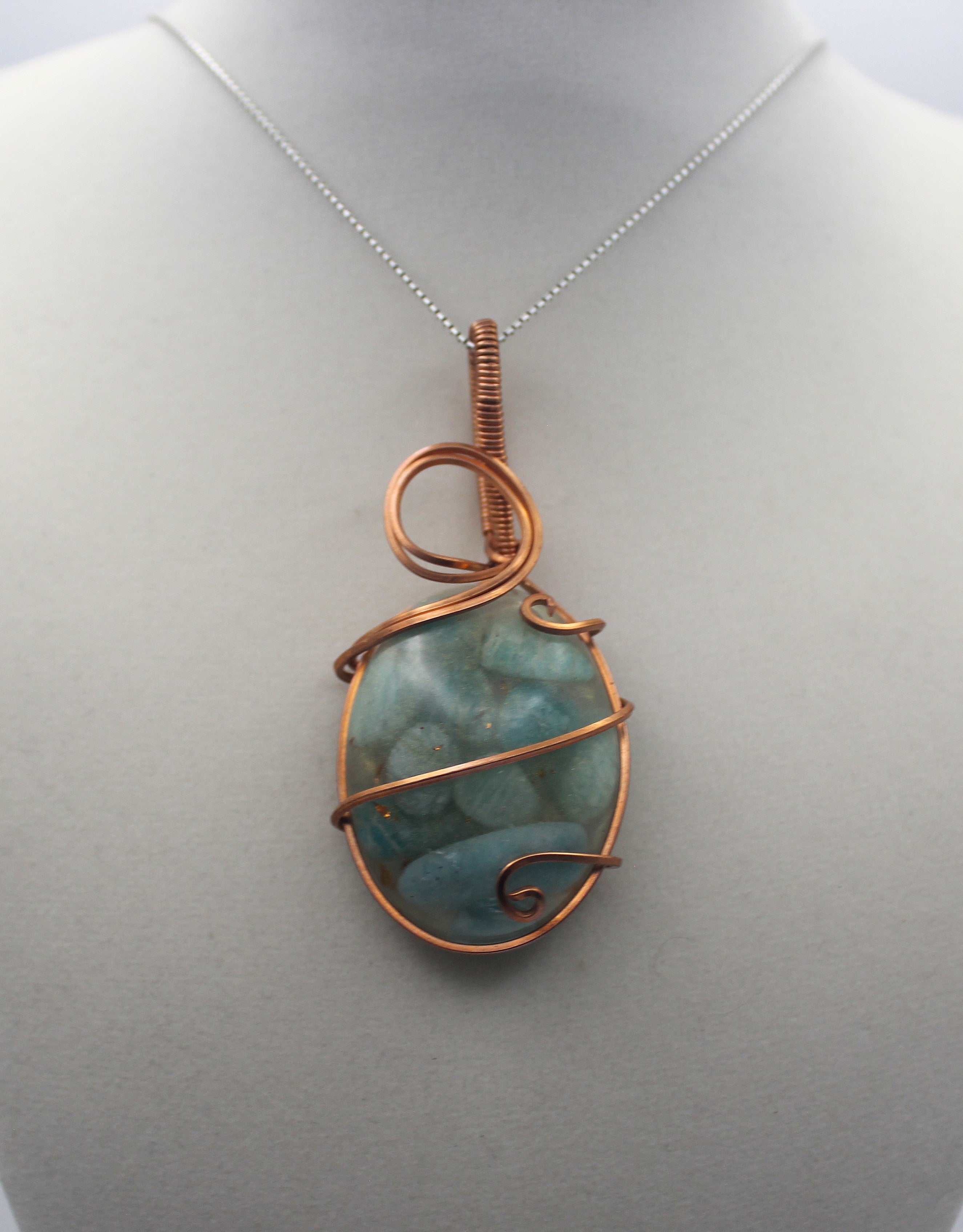 Raw Copper Resin Amazonite Pendant Necklace | | Wiccan Center