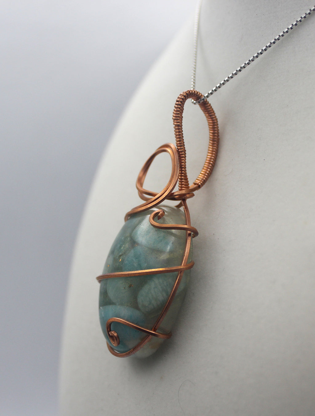 Raw Copper Resin Amazonite Pendant Necklace | | Wiccan Center