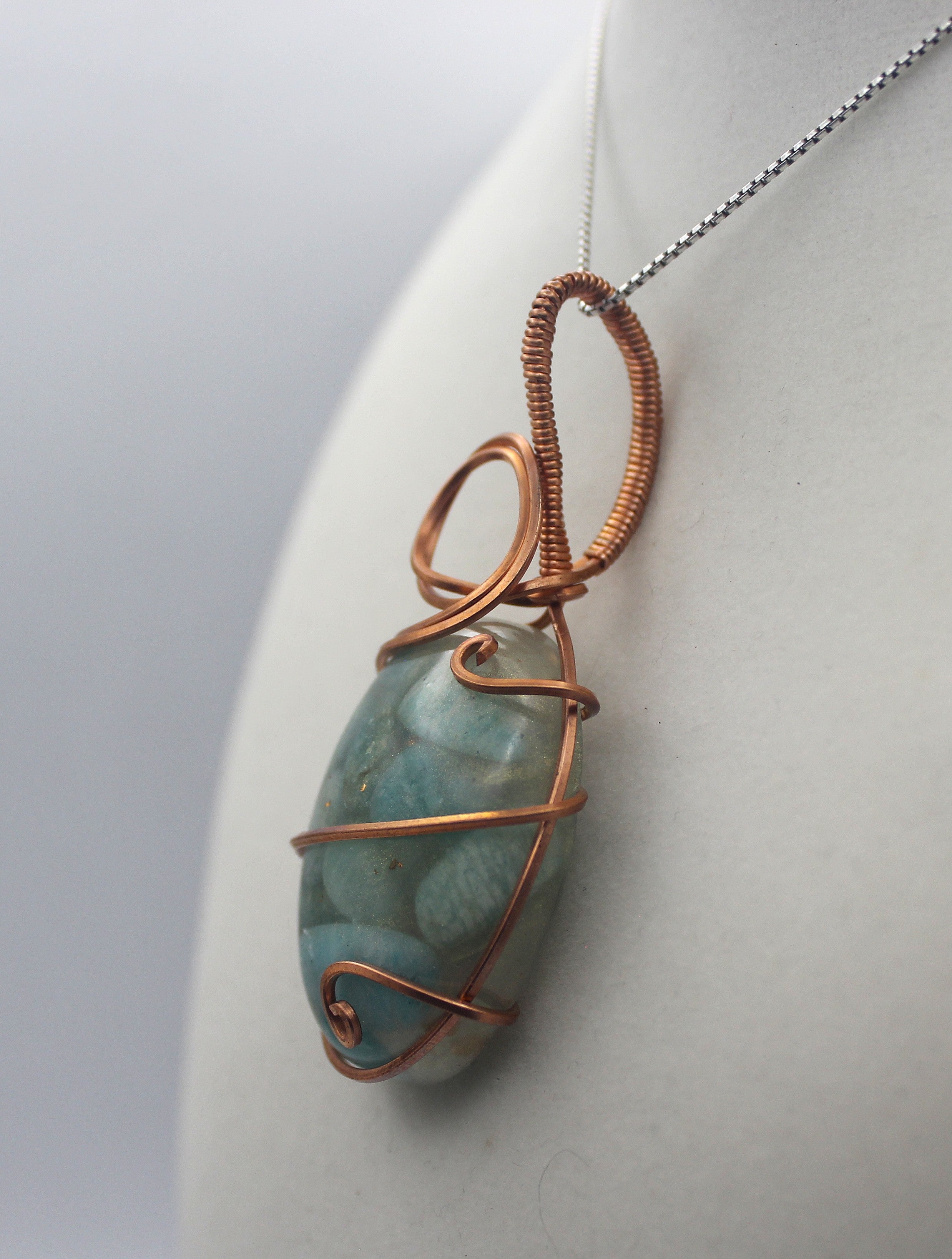 Raw Copper Resin Amazonite Pendant Necklace | | Wiccan Center