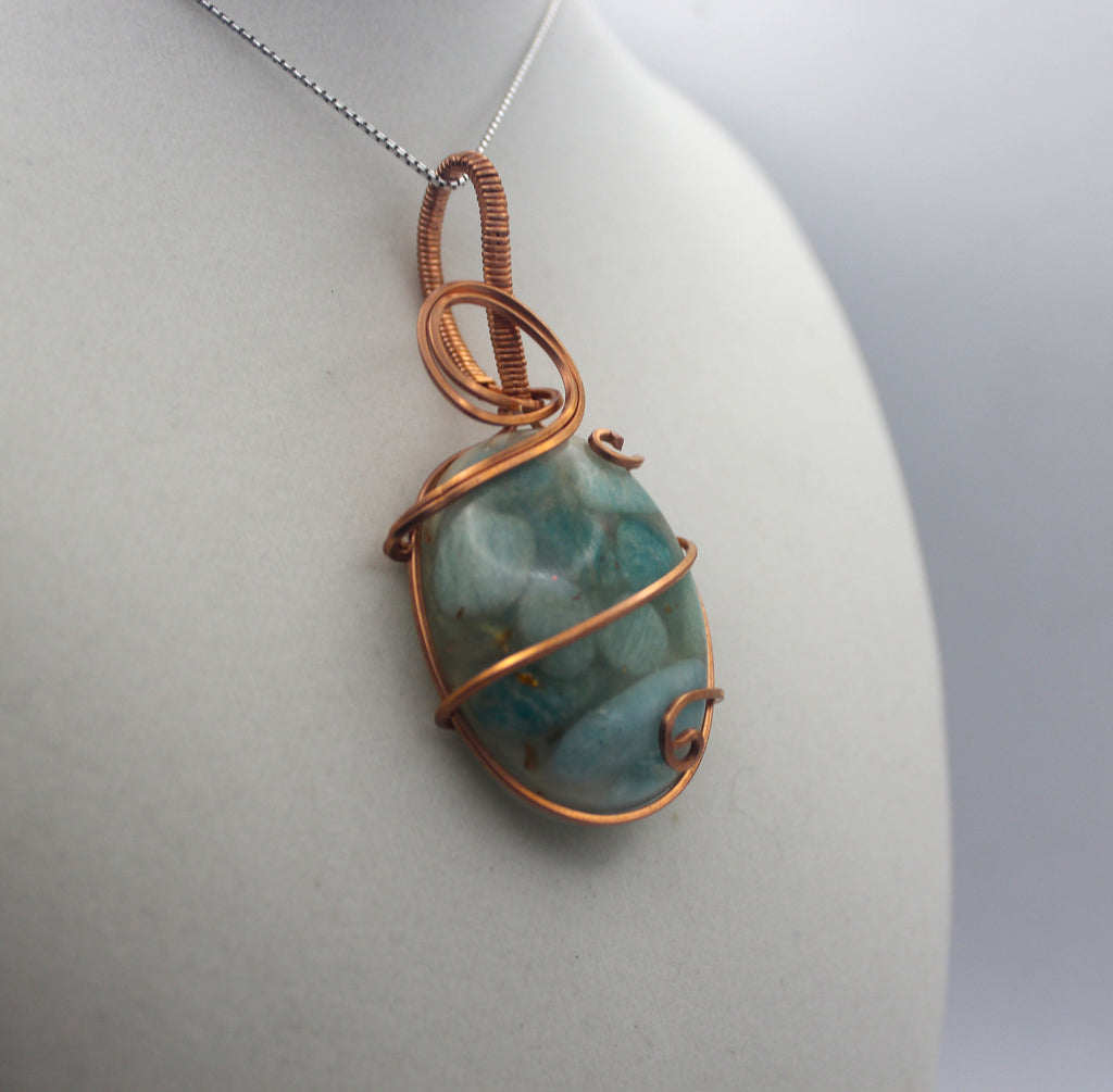 Raw Copper Resin Amazonite Pendant Necklace | | Wiccan Center