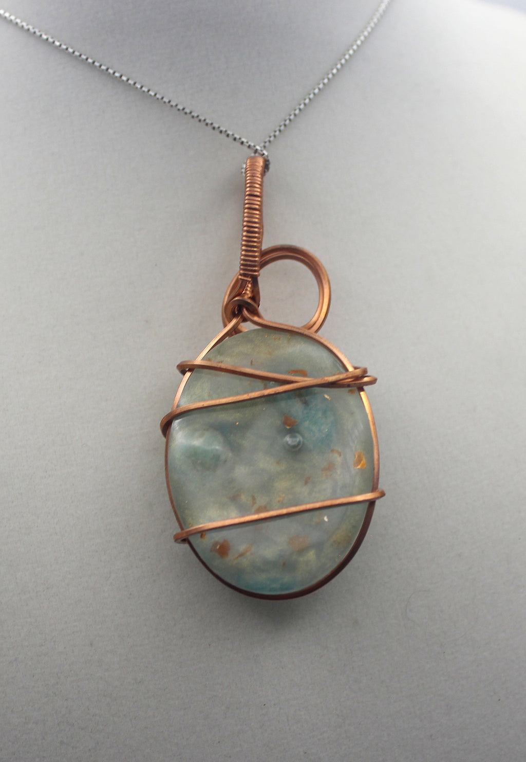 Raw Copper Resin Amazonite Pendant Necklace | | Wiccan Center