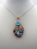 Raw Copper Larimar in Copper Composite Flower Charmed Pendant Necklace | | Wiccan Center