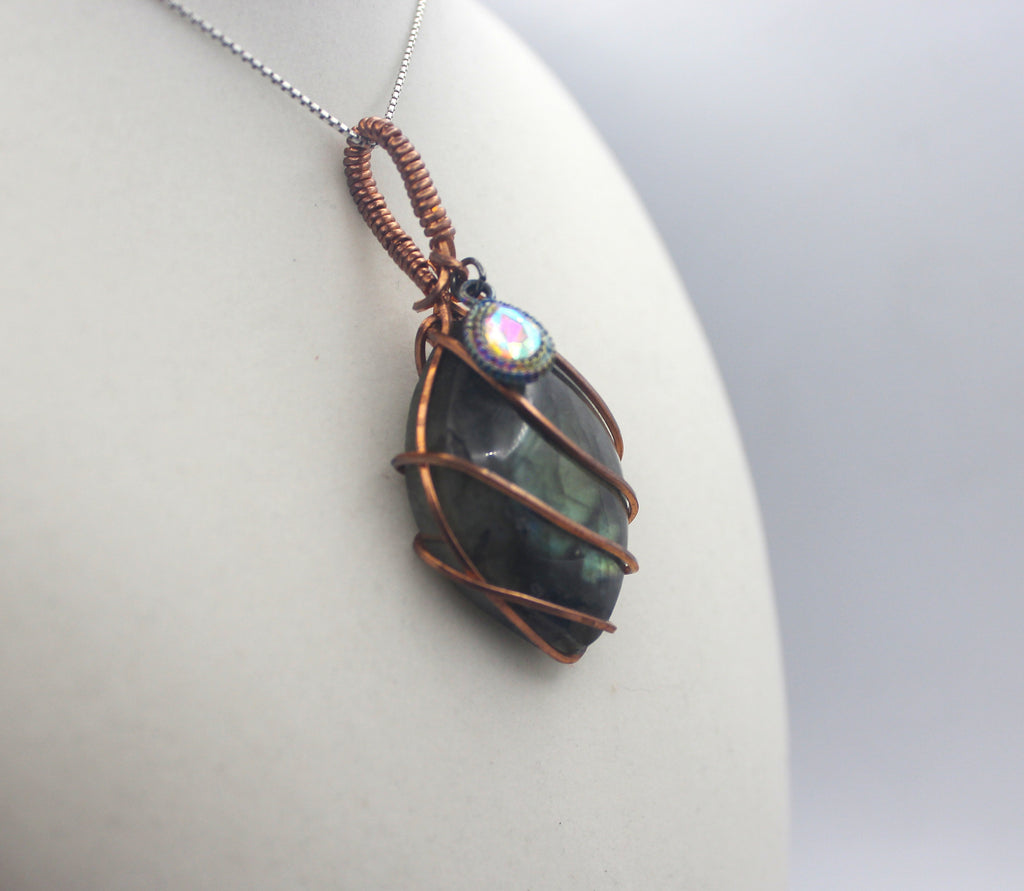 Raw Copper Labradorite Charmed Pendant Necklace | | Wiccan Center