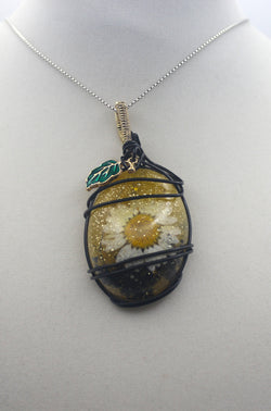 Plated Resin White Flower Pendant Necklace | | Wiccan Center