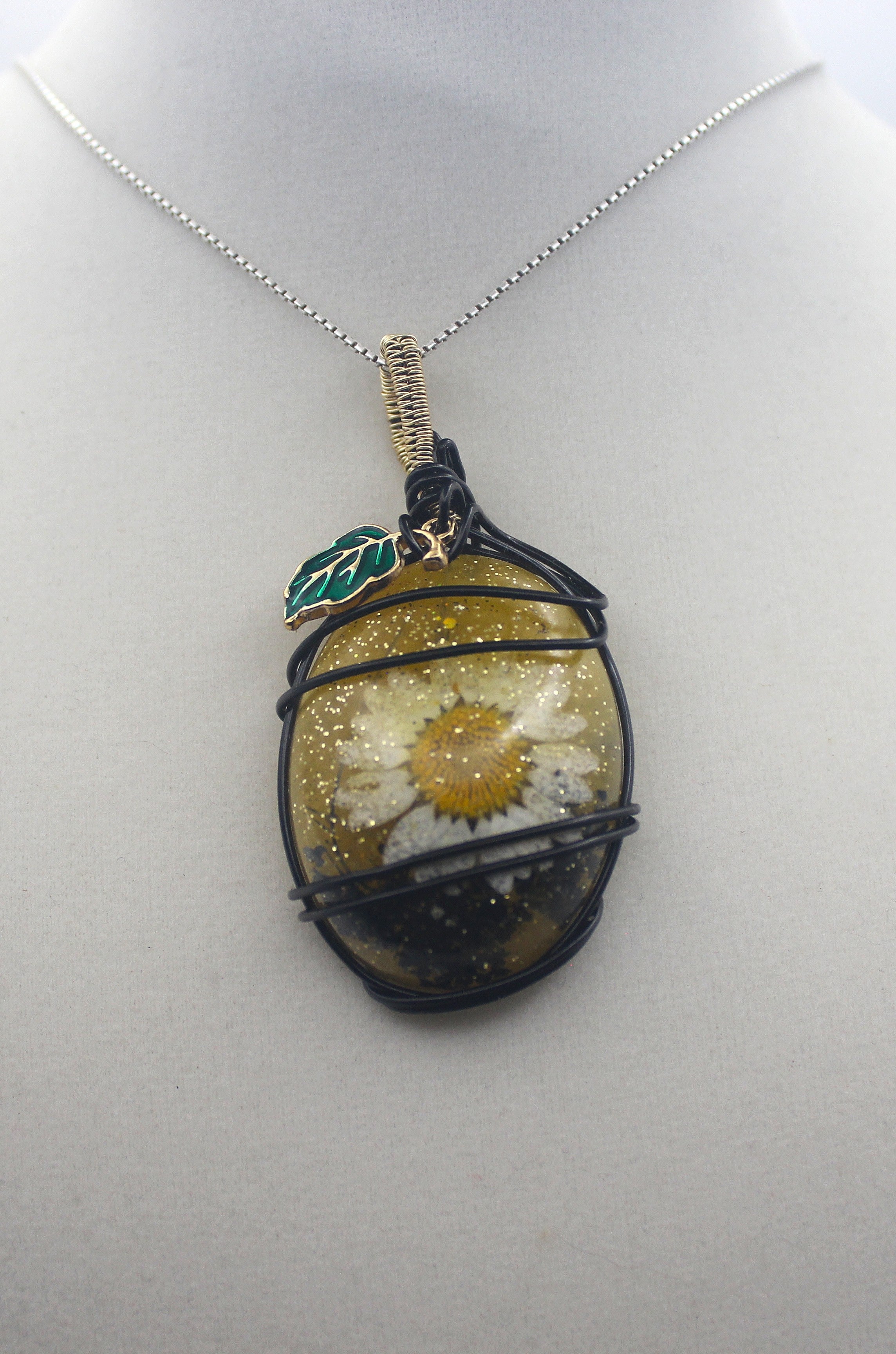 Plated Resin White Flower Pendant Necklace | | Wiccan Center