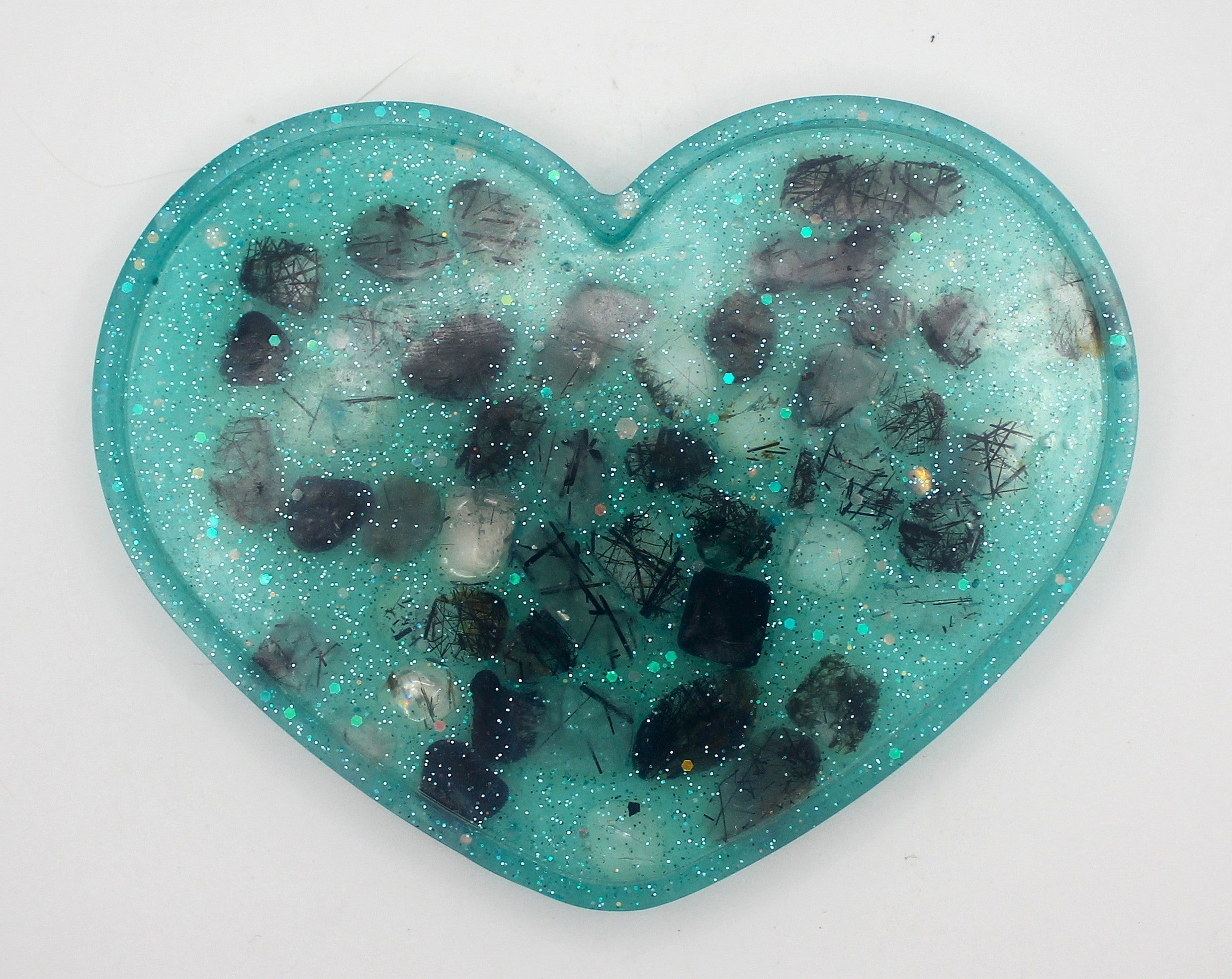 Resin Crystal Chip Heart Tray Lipped | | Wiccan Center