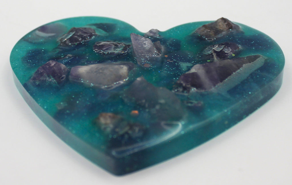 Resin Crystal Chip Heart Tray Flat | | Wiccan Center