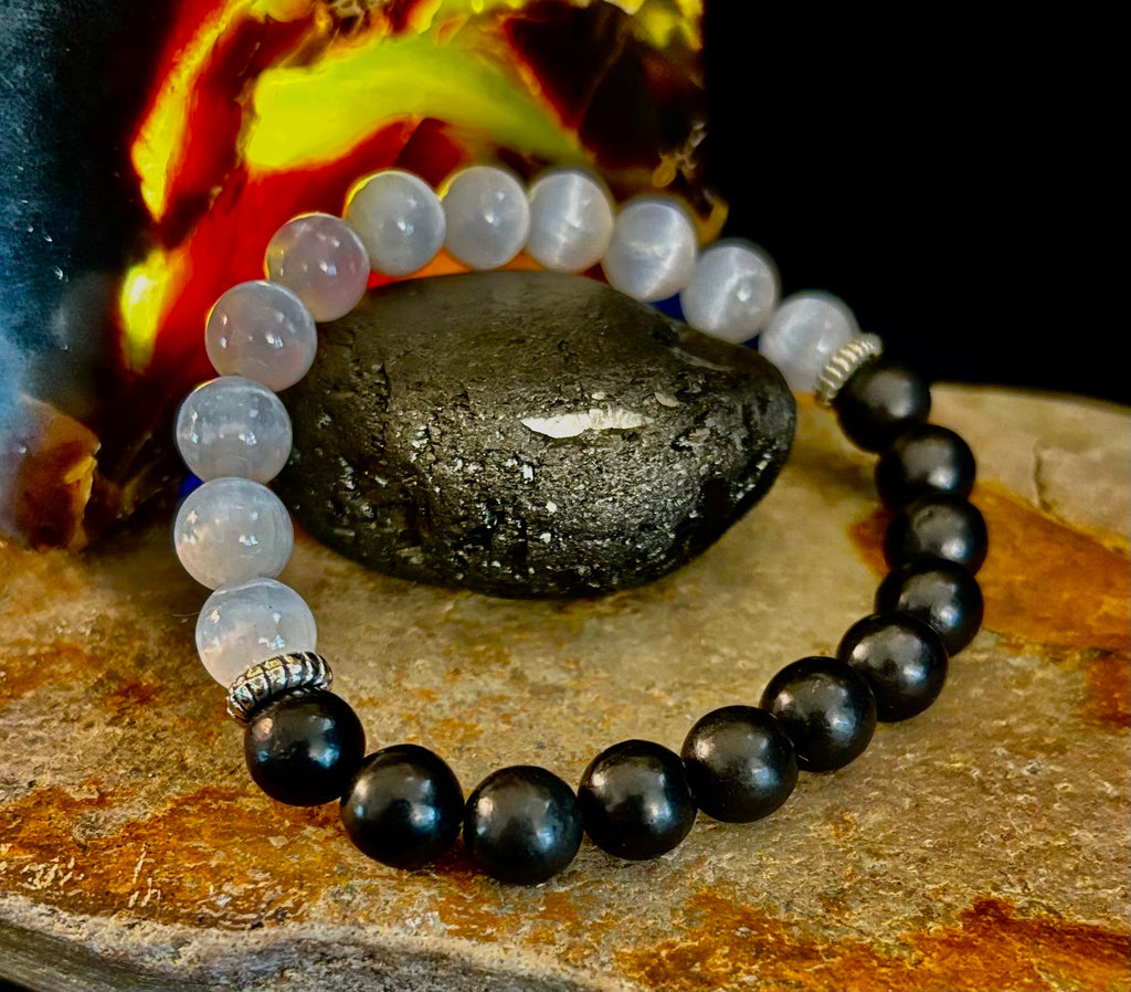 Protection Intention Bracelet – Shungite & Selenite Energy Bracelet | | Wiccan Center