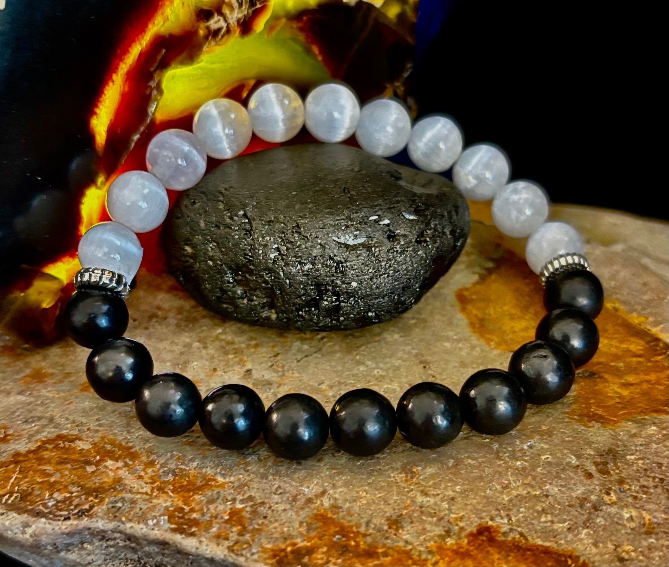 Protection Intention Bracelet – Shungite & Selenite Energy Bracelet | | Wiccan Center