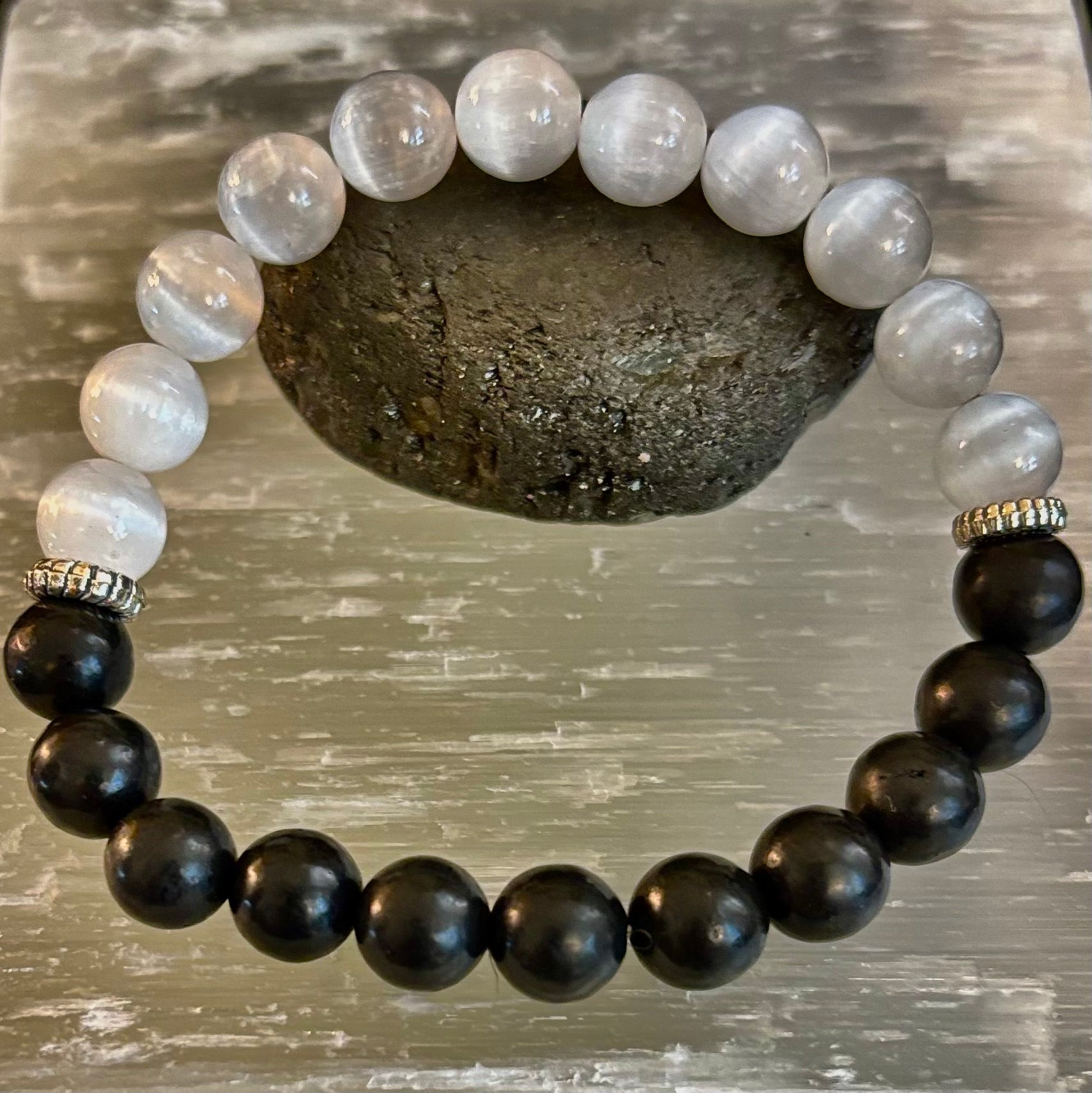 Protection Intention Bracelet – Shungite & Selenite Energy Bracelet | | Wiccan Center