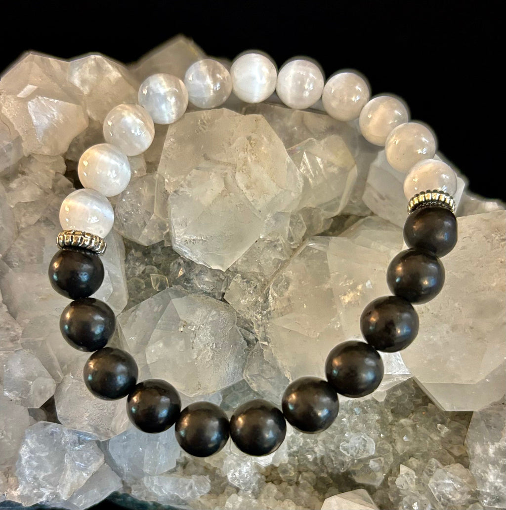 Protection Intention Bracelet – Shungite & Selenite Energy Bracelet | | Wiccan Center