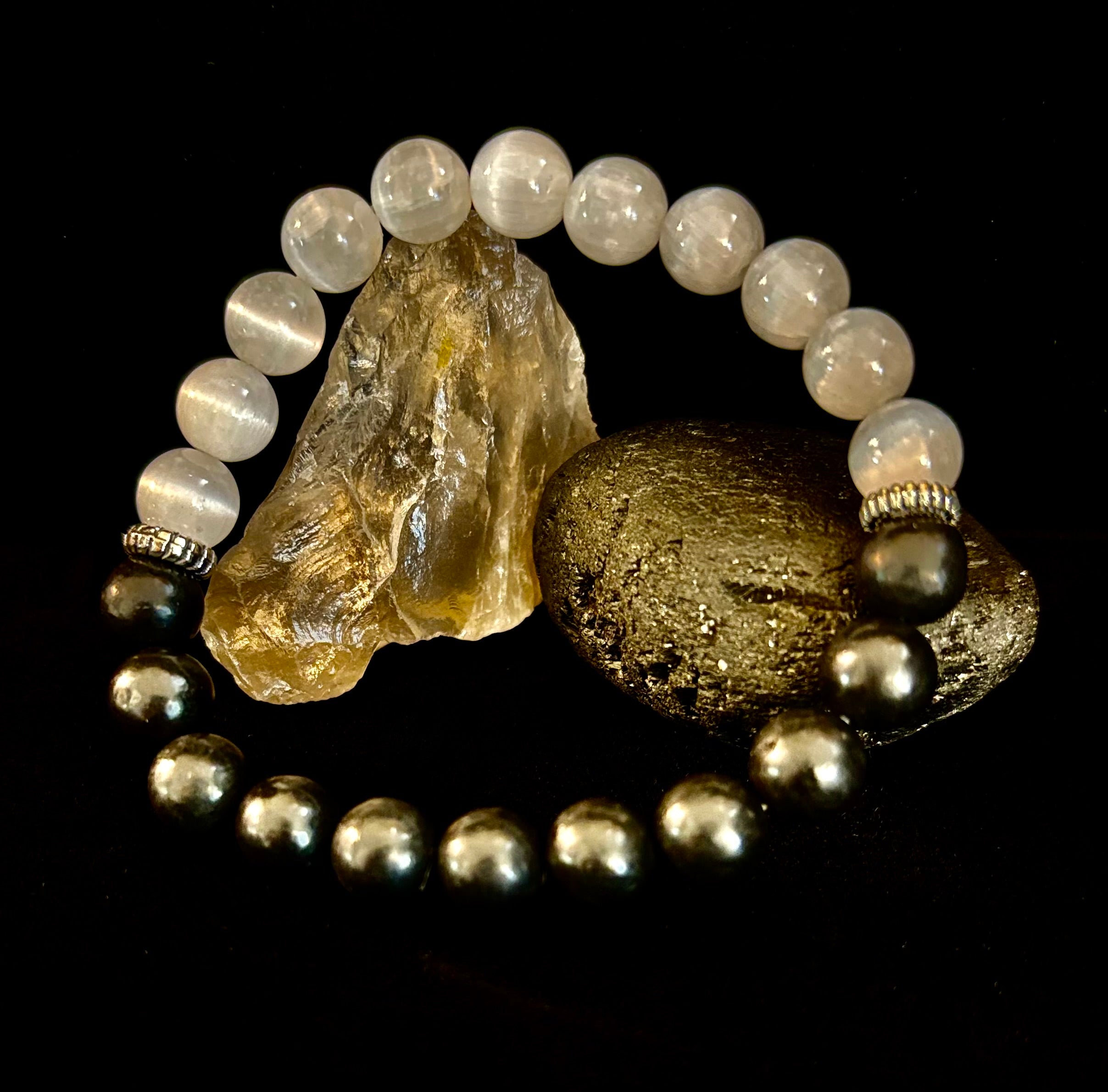 Protection Intention Bracelet – Shungite & Selenite Energy Bracelet | | Wiccan Center