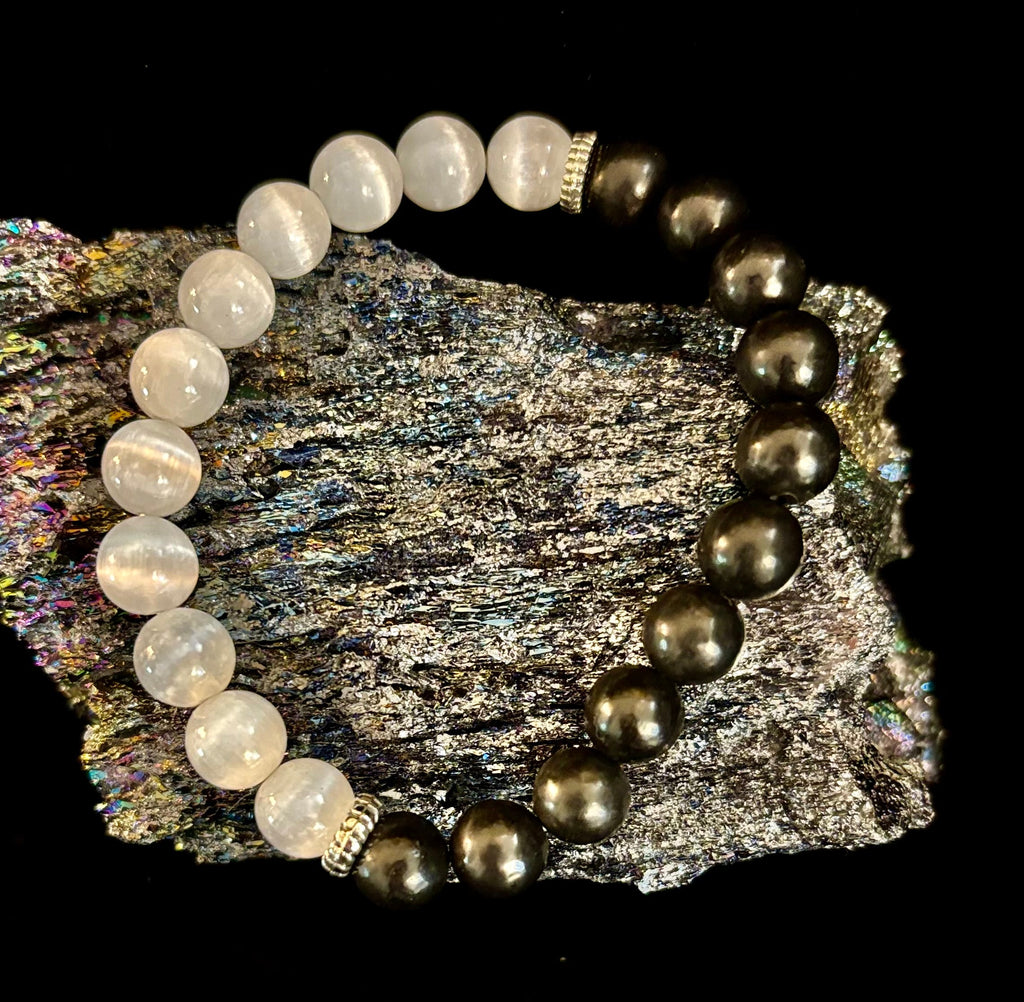 Protection Intention Bracelet – Shungite & Selenite Energy Bracelet | | Wiccan Center