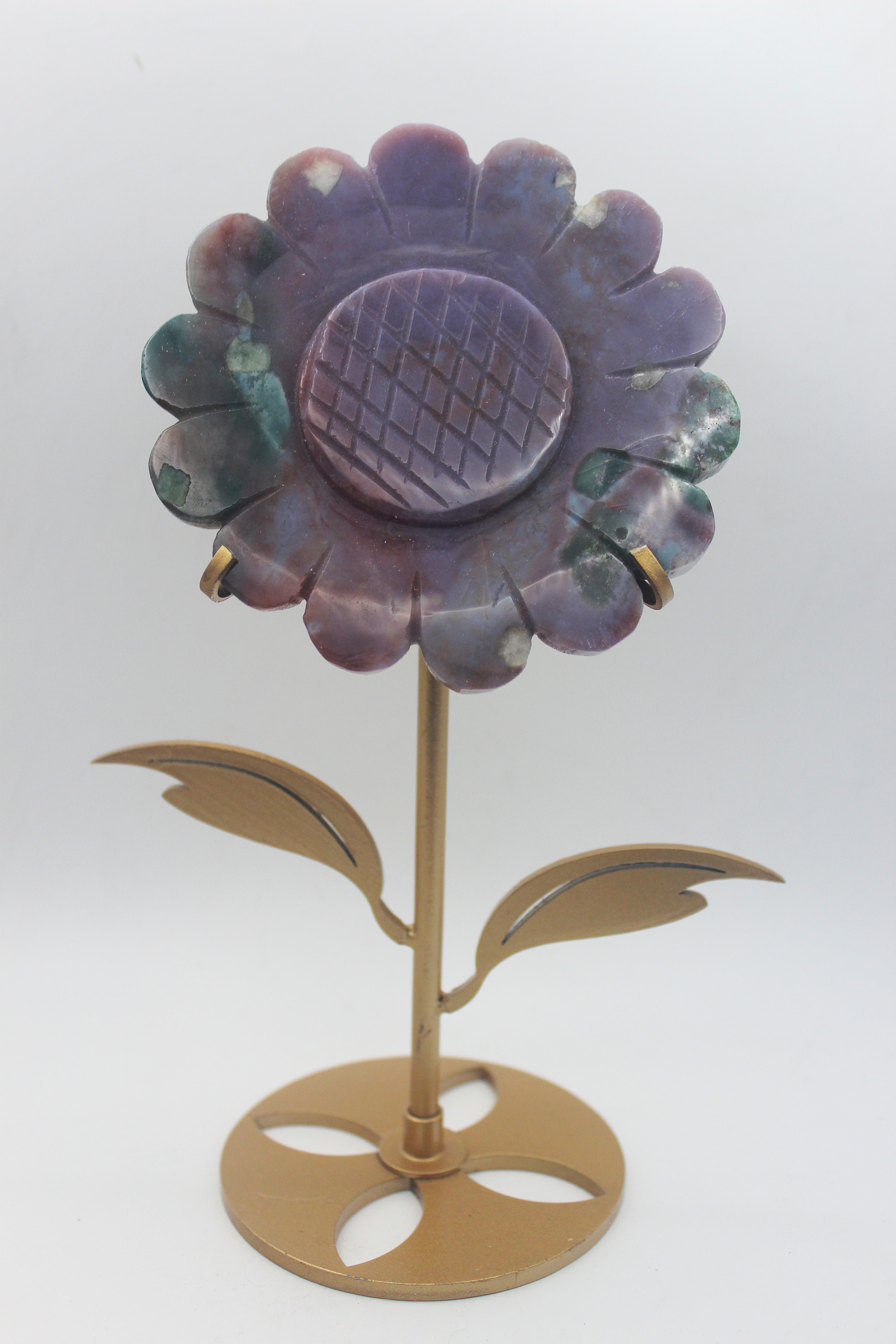 Crystal Sunflower Carving with Metal Stand – Joyful Energy & Meaningful Décor | | Wiccan Center