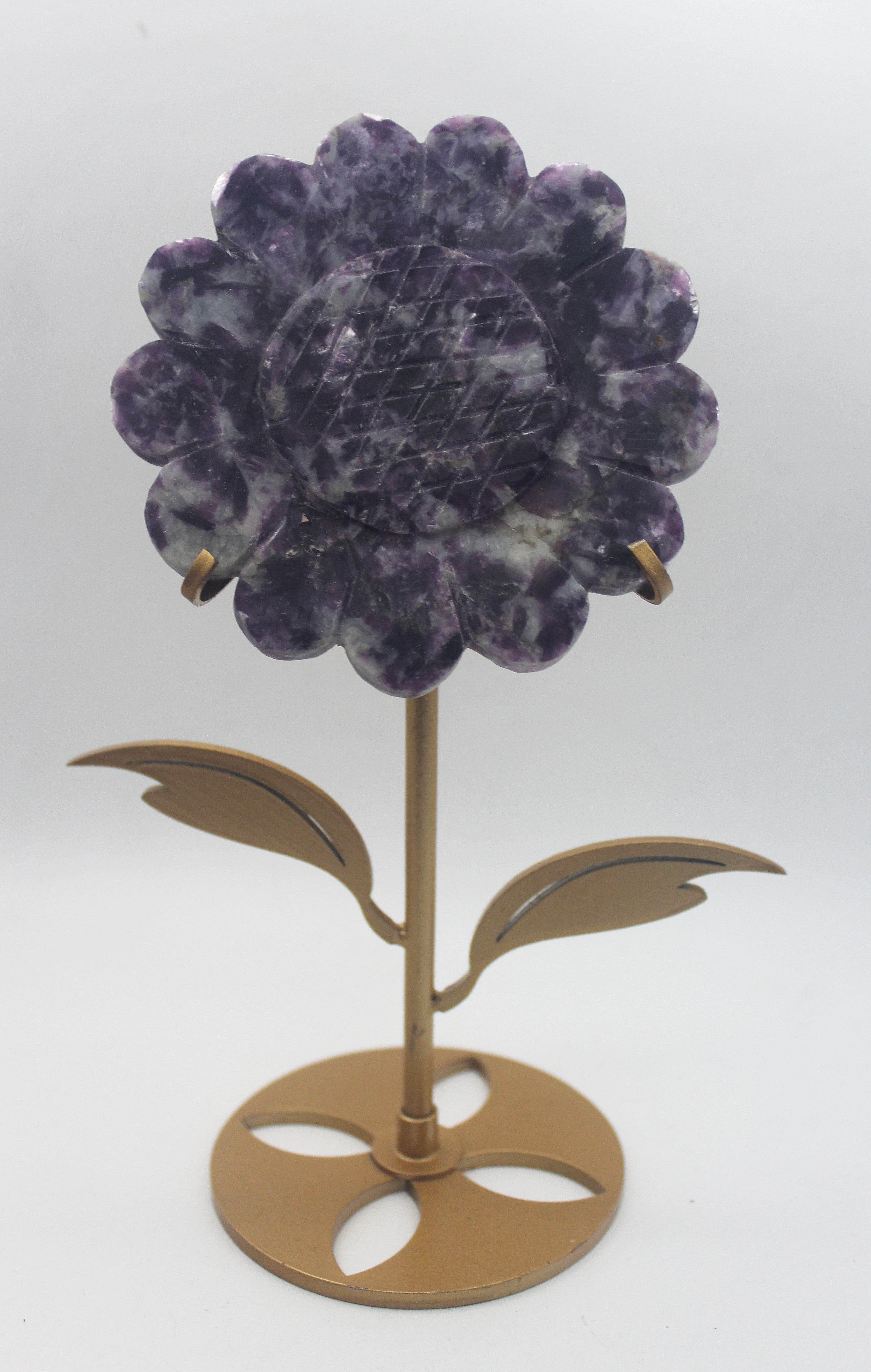 Crystal Sunflower Carving with Metal Stand – Joyful Energy & Meaningful Décor | | Wiccan Center