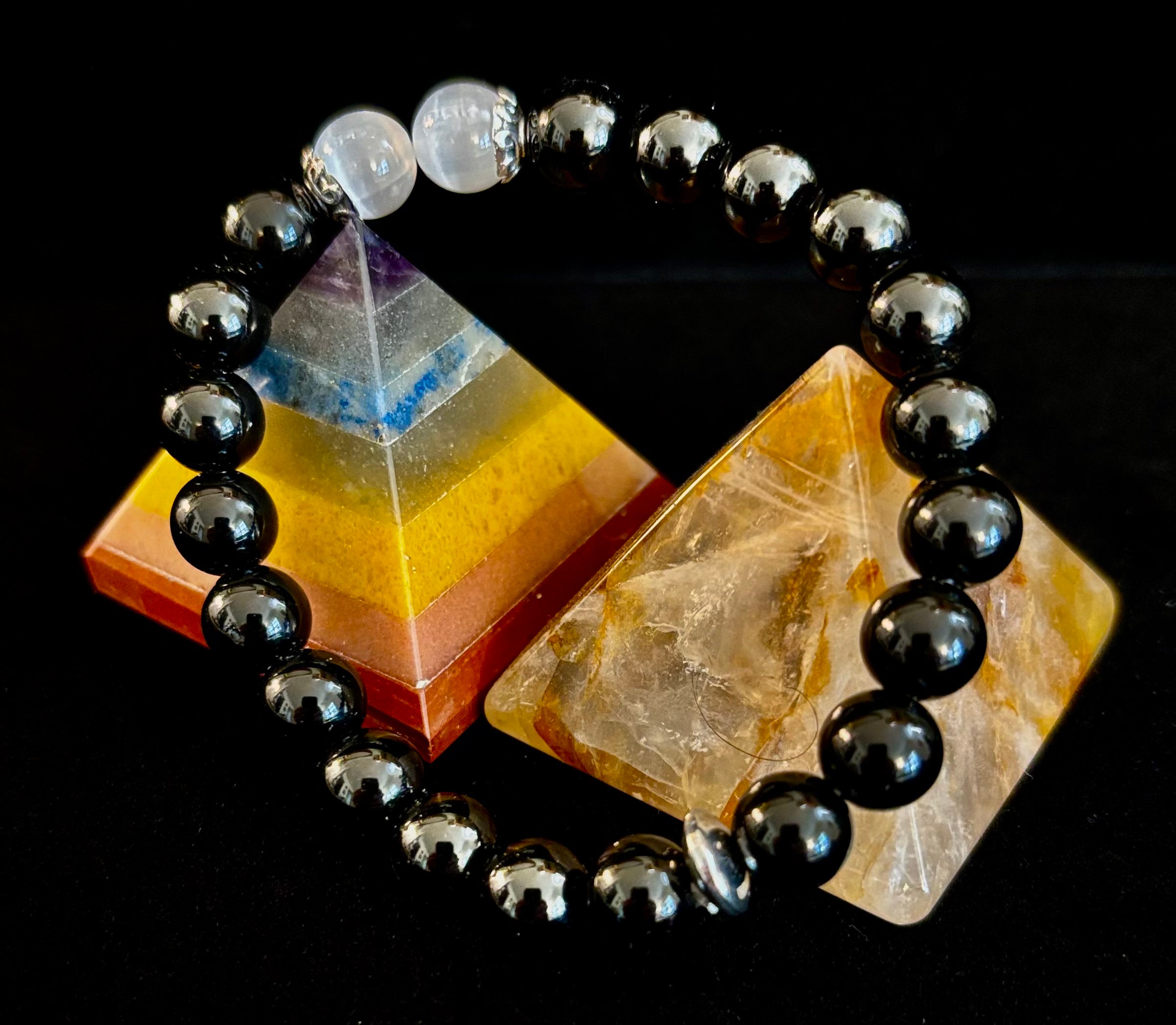 Energy Shield Bracelet – Black Obsidian & Selenite Protection Bracelet | | Wiccan Center