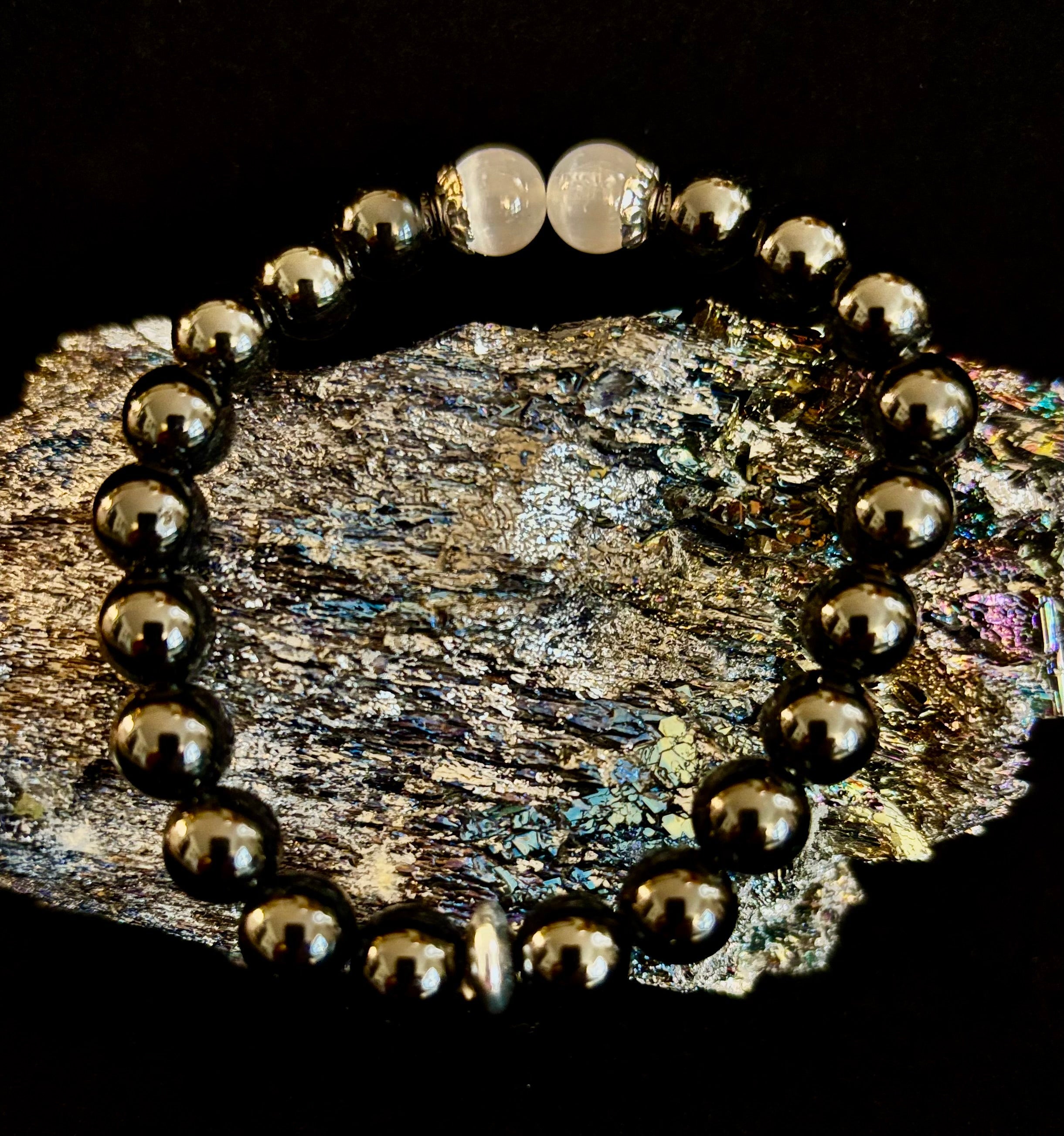 Energy Shield Bracelet – Black Obsidian & Selenite Protection Bracelet | | Wiccan Center
