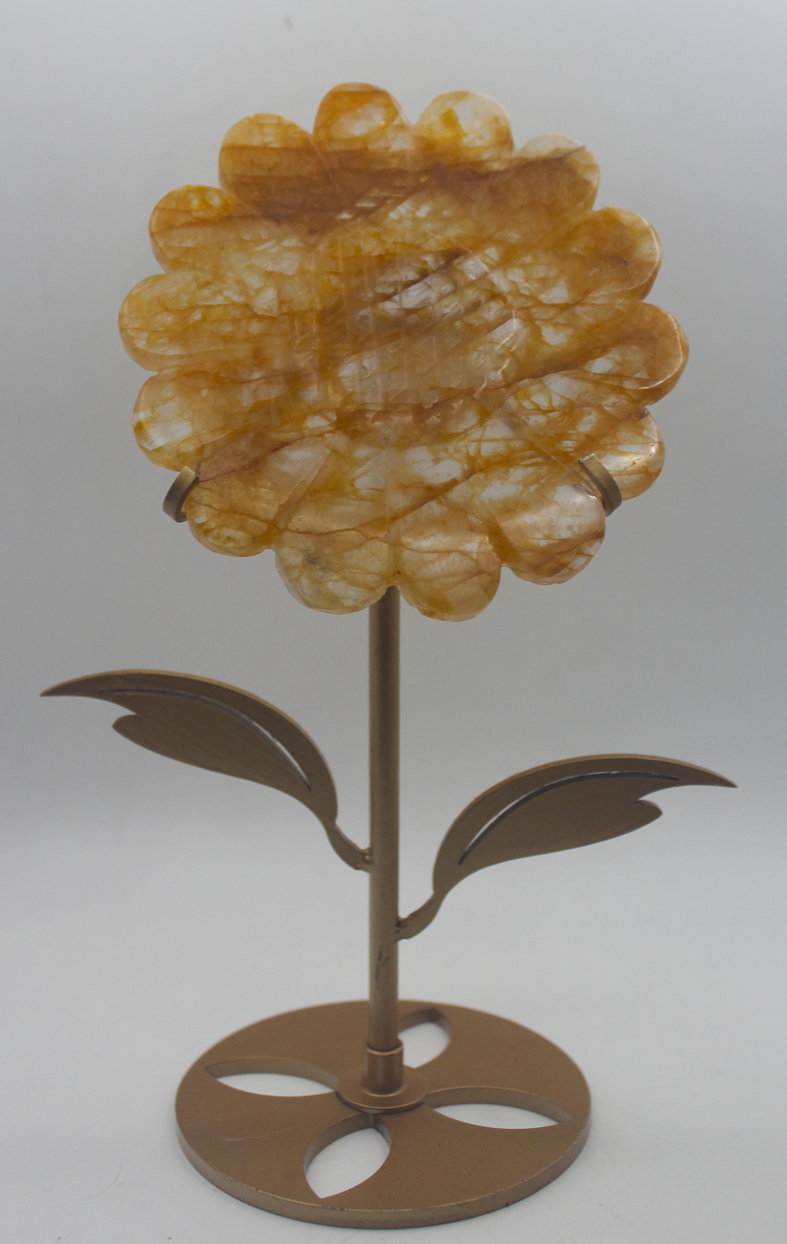 Crystal Sunflower Carving with Metal Stand – Joyful Energy & Meaningful Décor | | Wiccan Center