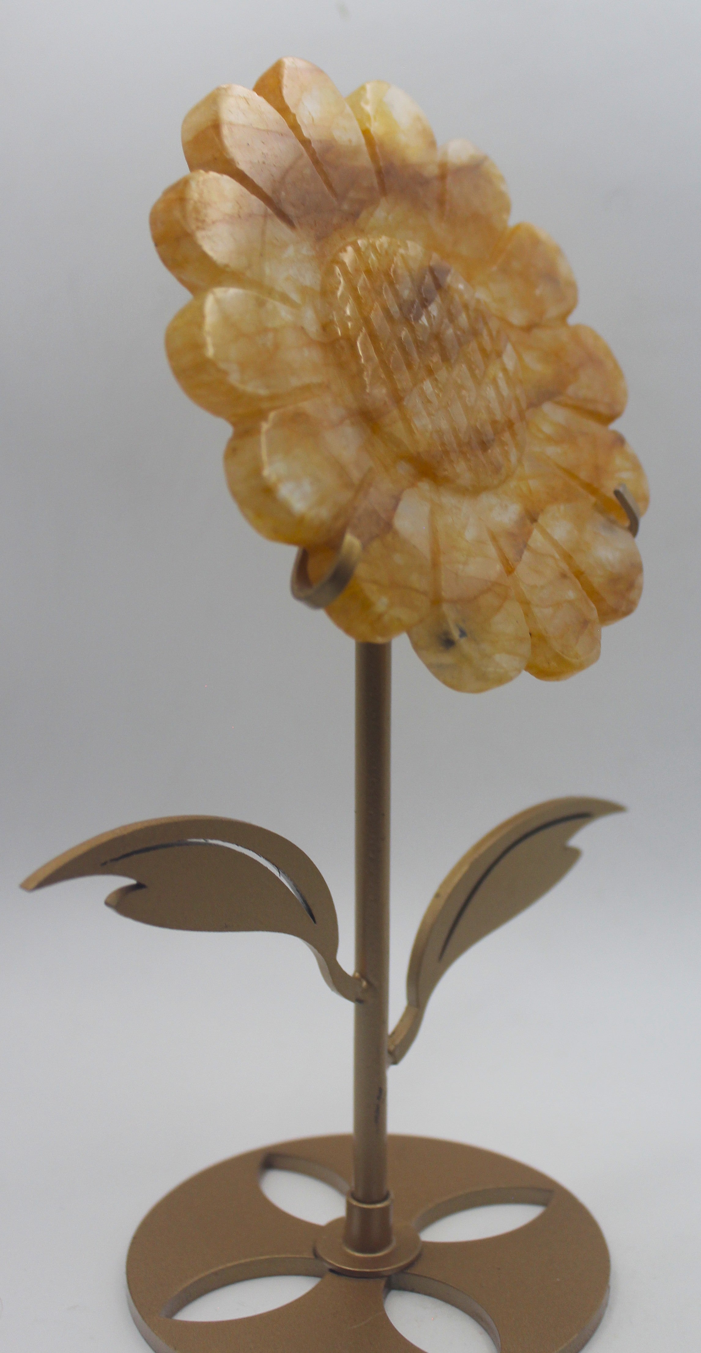 Crystal Sunflower Carving with Metal Stand – Joyful Energy & Meaningful Décor | | Wiccan Center