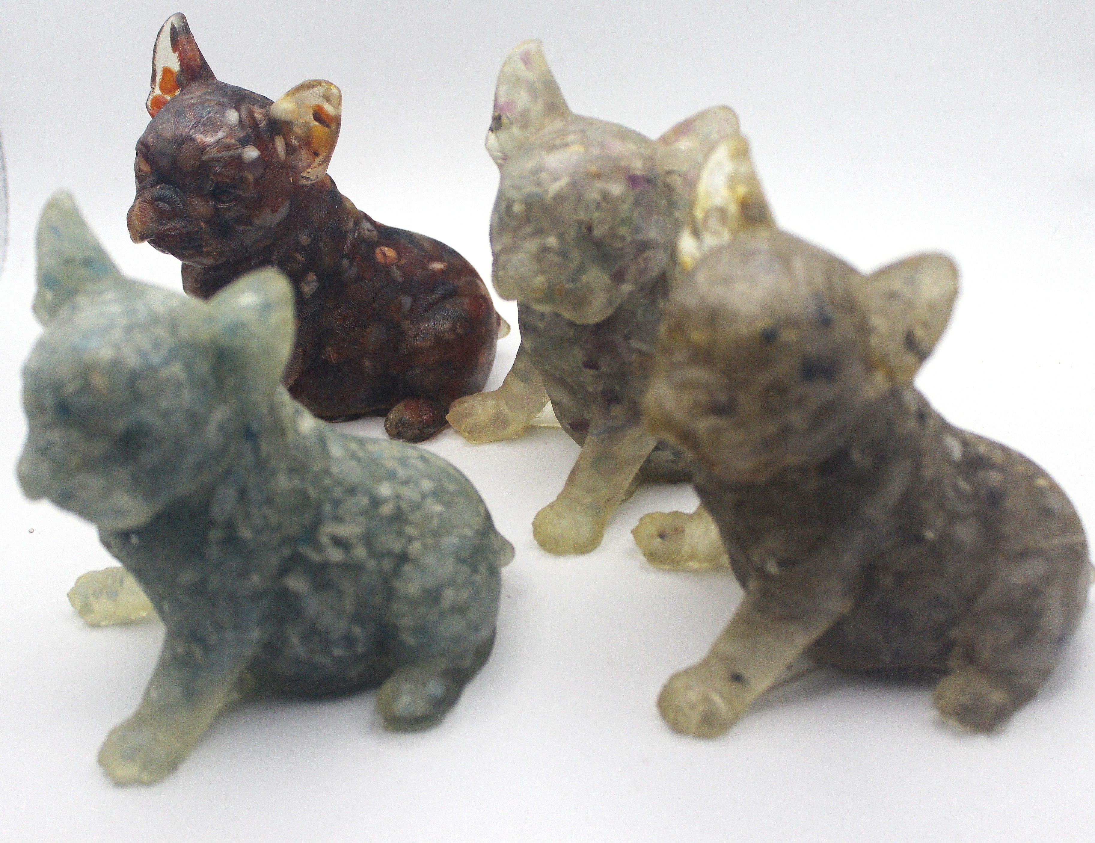 Resin Crystal Chip French Bulldog Figurine – Gemstone-Infused Décor | | Wiccan Center