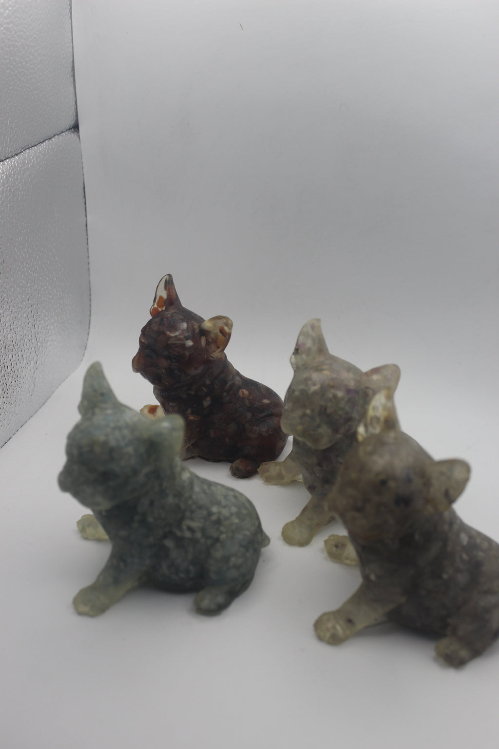 Resin Crystal Chip French Bulldog Figurine – Gemstone-Infused Décor | | Wiccan Center