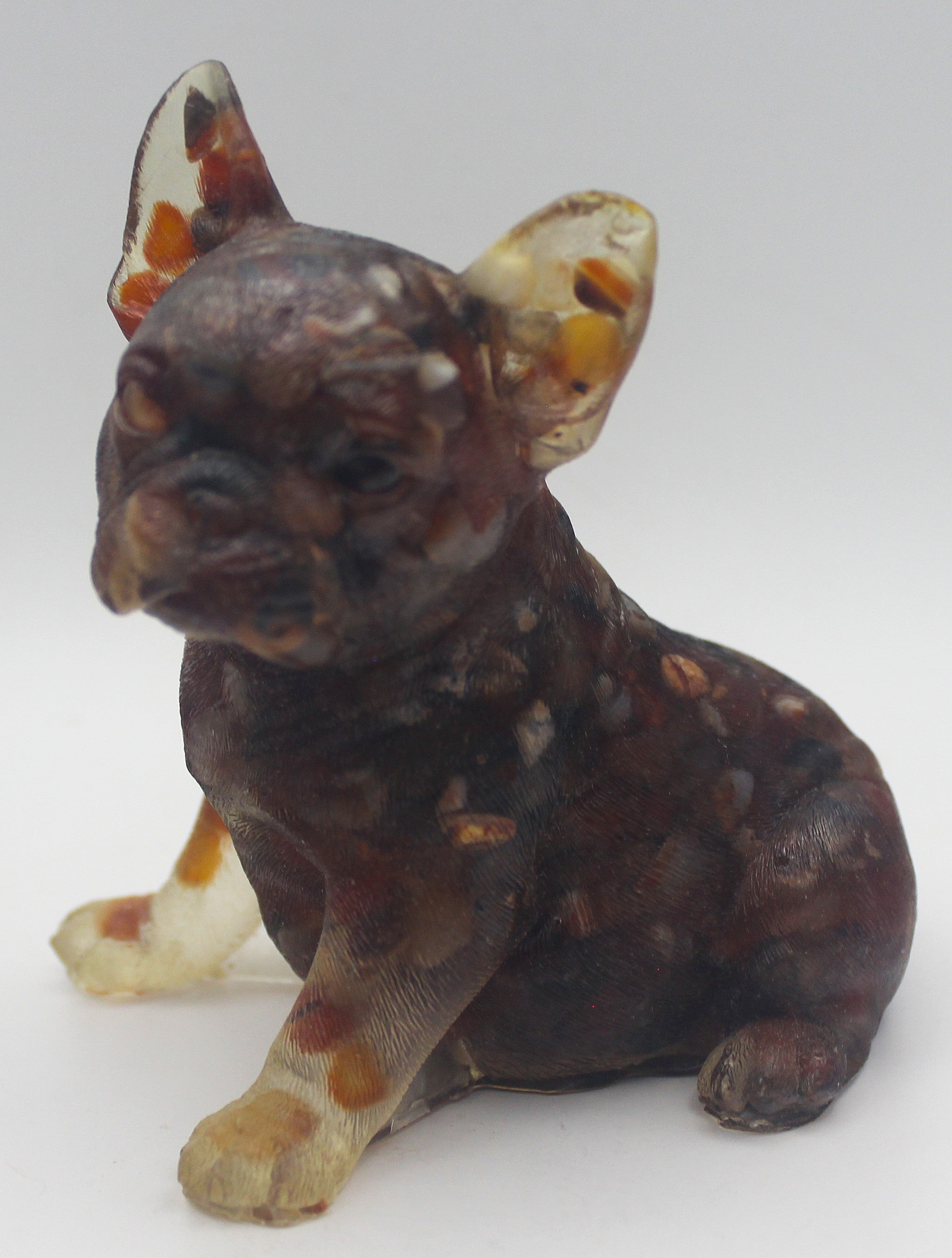 Resin Crystal Chip French Bulldog Figurine – Gemstone-Infused Décor | | Wiccan Center