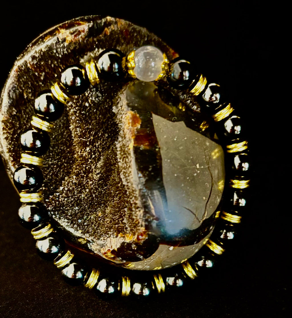 Divine Balance Bracelet – Selenite & Black Obsidian with Gold Accents | | Wiccan Center