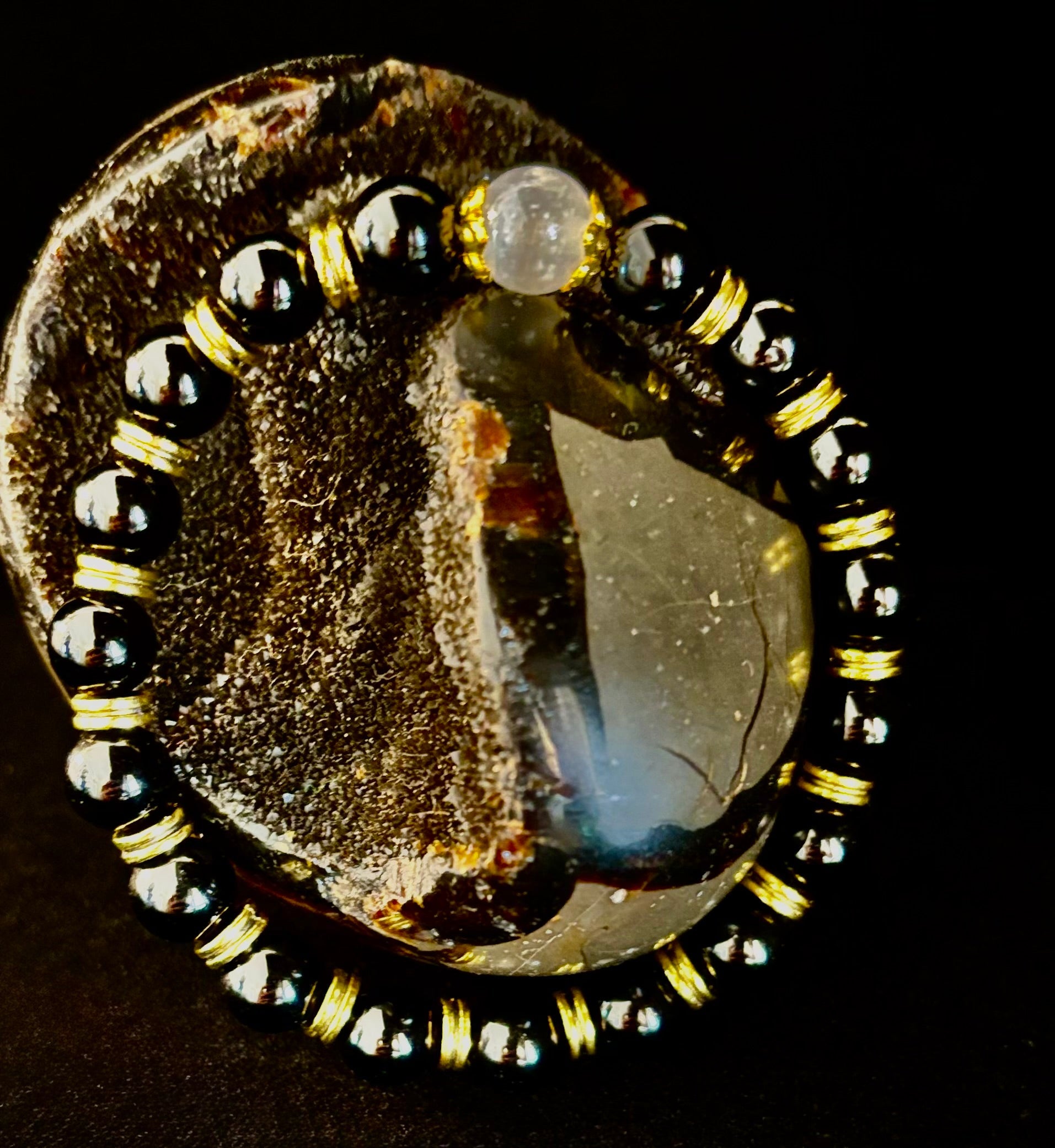 Divine Balance Bracelet – Selenite & Black Obsidian with Gold Accents | | Wiccan Center