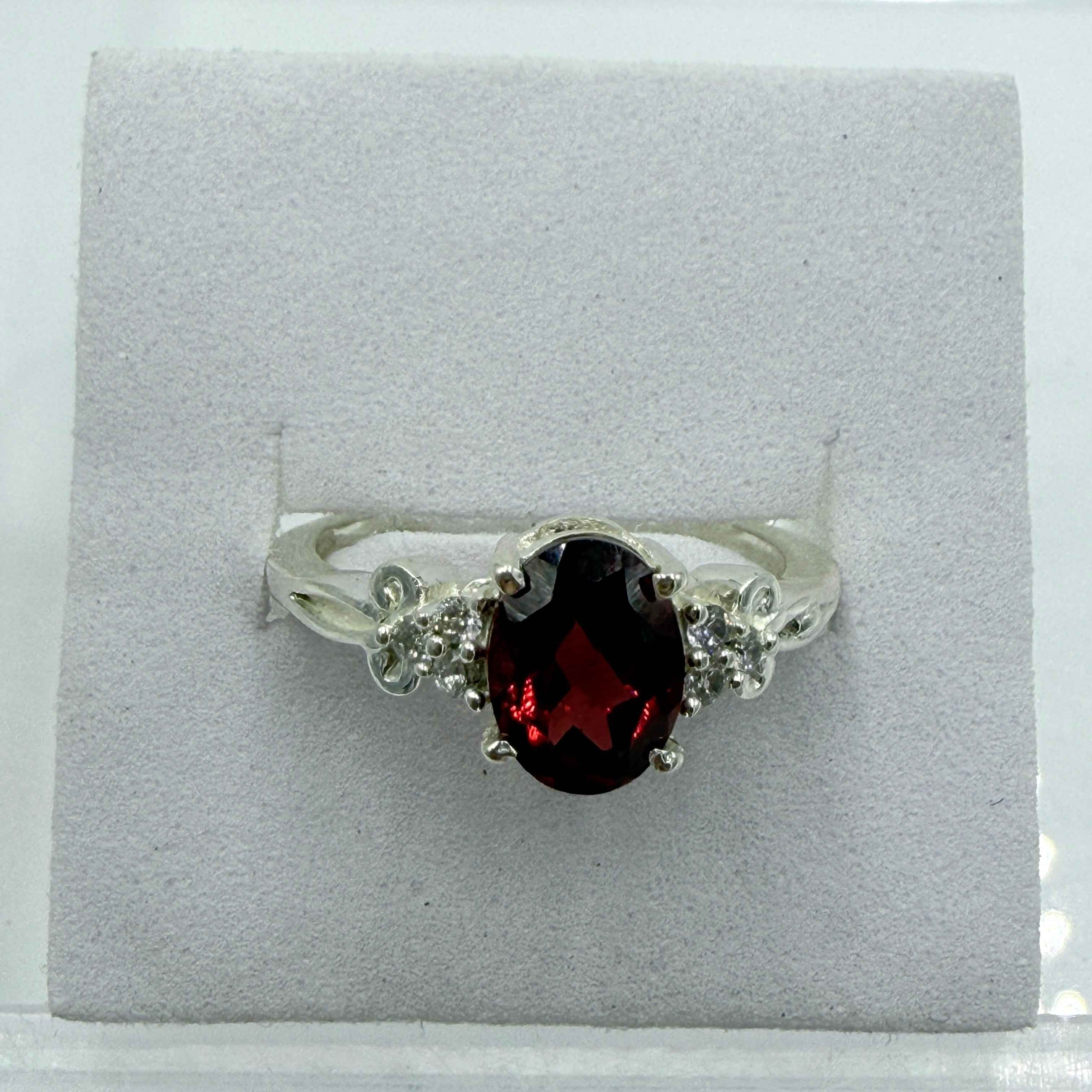 Sterling Silver Oval Garnet Scroll Ring – Size 7 – Passion, Strength & Grounding | Rings | Wiccan Center