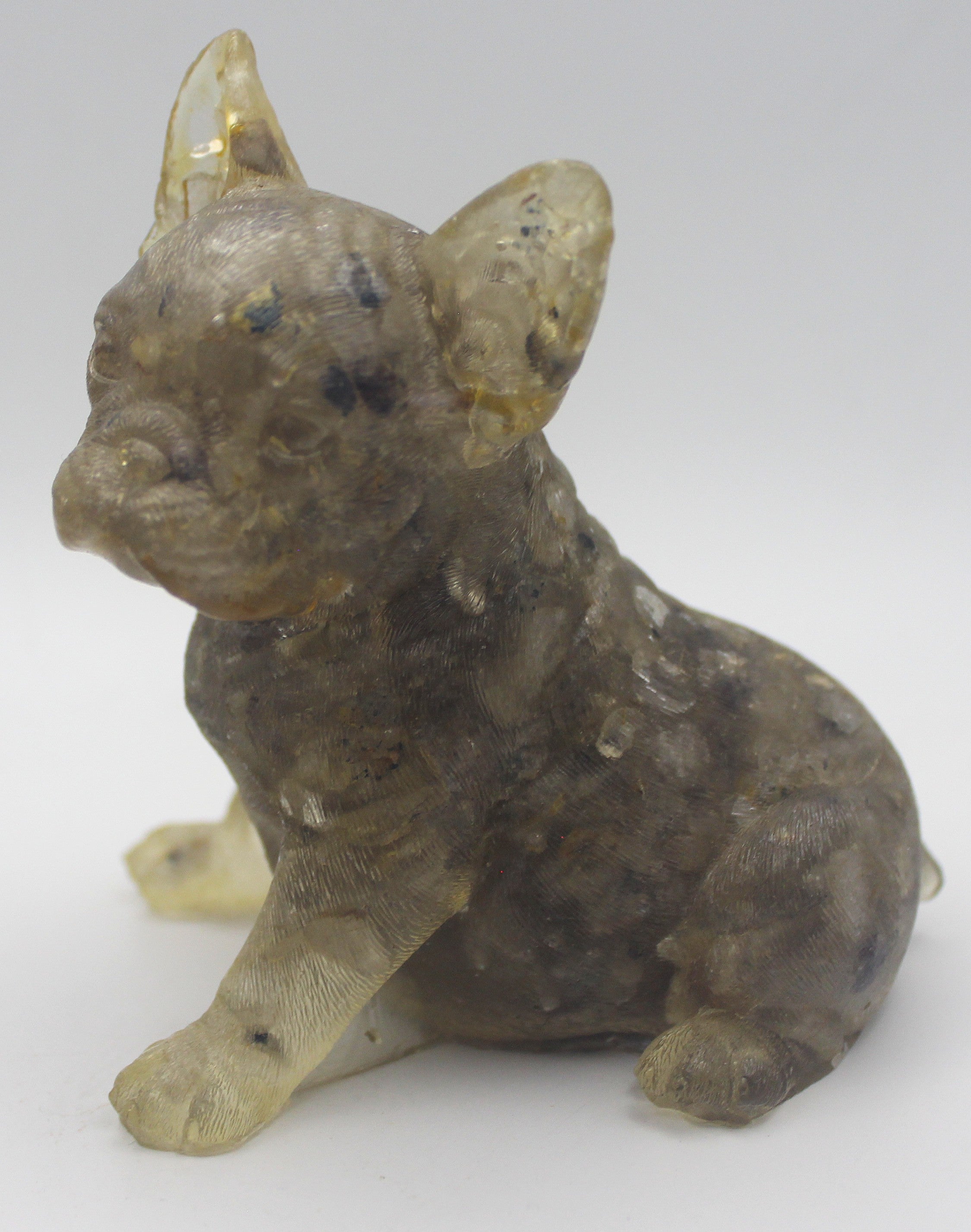 Resin Crystal Chip French Bulldog Figurine – Gemstone-Infused Décor | | Wiccan Center