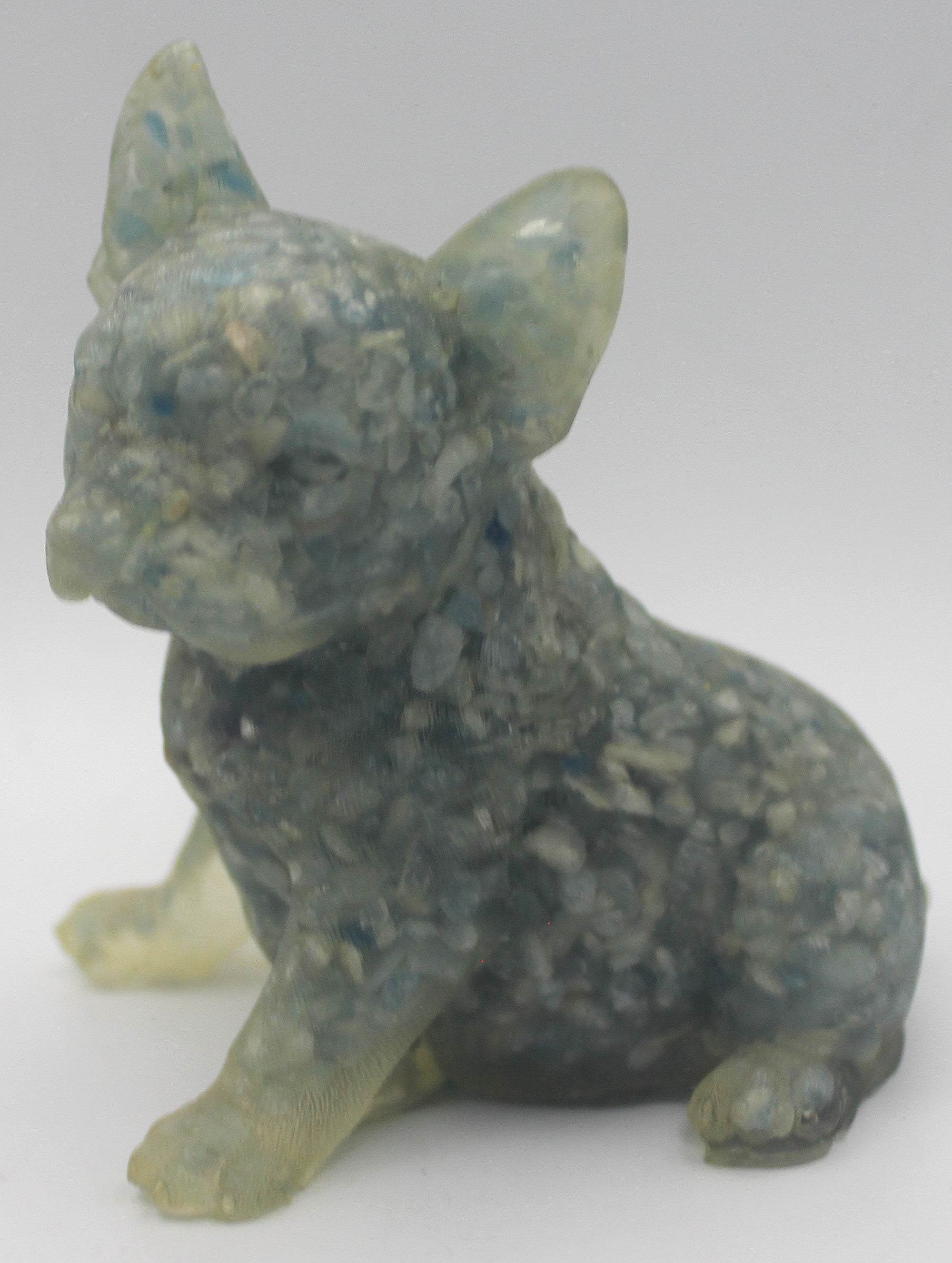Resin Crystal Chip French Bulldog Figurine – Gemstone-Infused Décor | | Wiccan Center