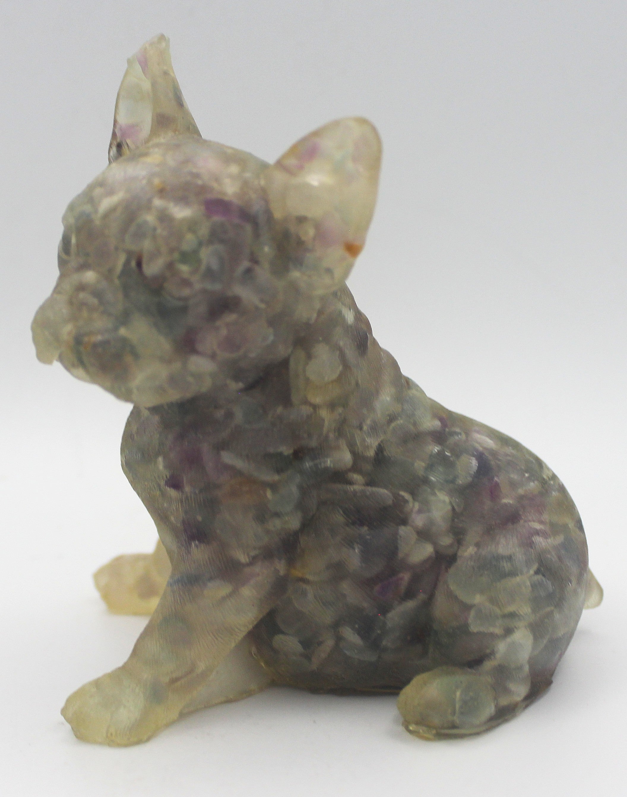 Resin Crystal Chip French Bulldog Figurine – Gemstone-Infused Décor | | Wiccan Center