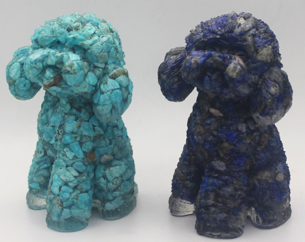 Resin Crystal Chip Poodle Figurine – Turquoise or Lapis Lazuli | | Wiccan Center
