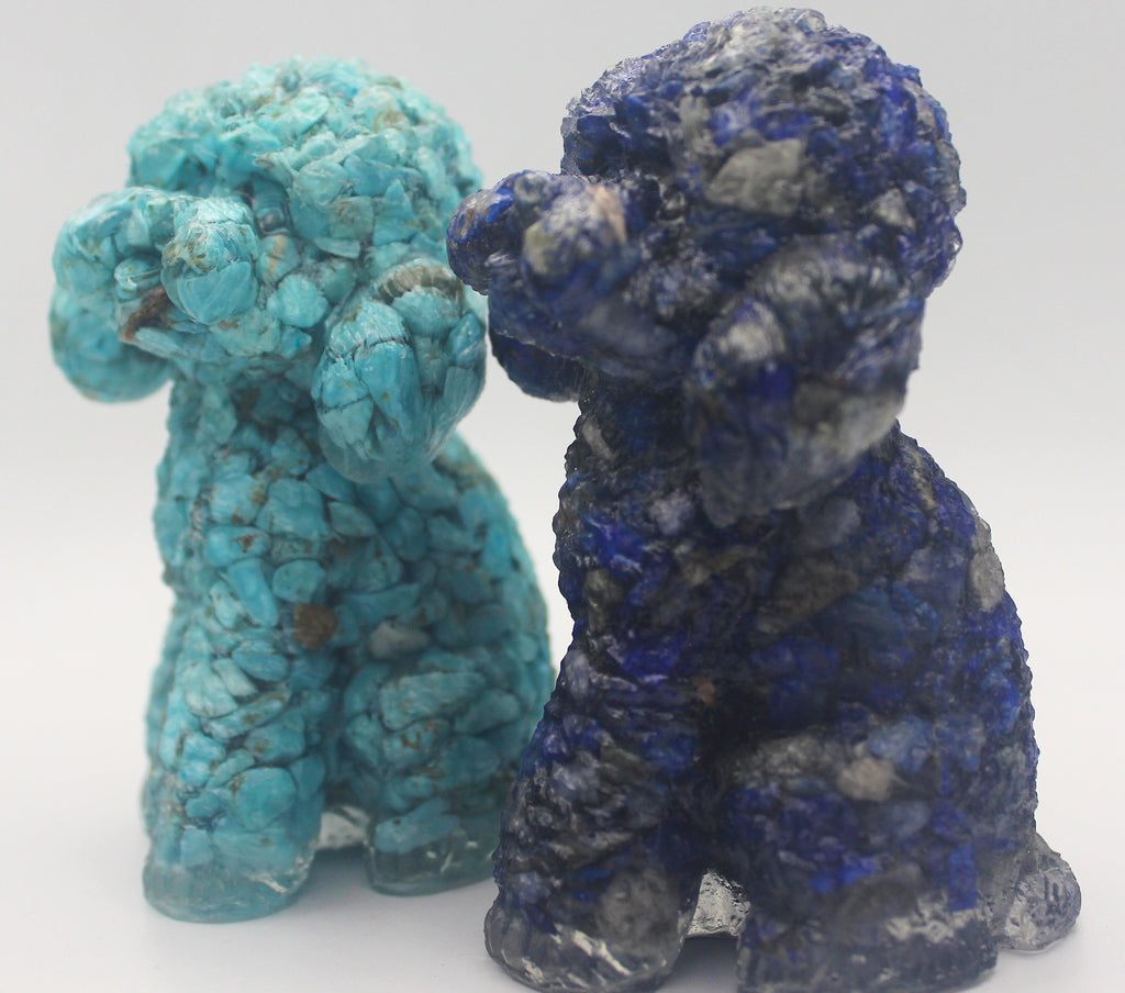 Resin Crystal Chip Poodle Figurine – Turquoise or Lapis Lazuli | | Wiccan Center
