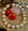 Love Surrounds You Bracelet – Rose Quartz & Banded Carnelian with Gold Accents | | Wiccan Center