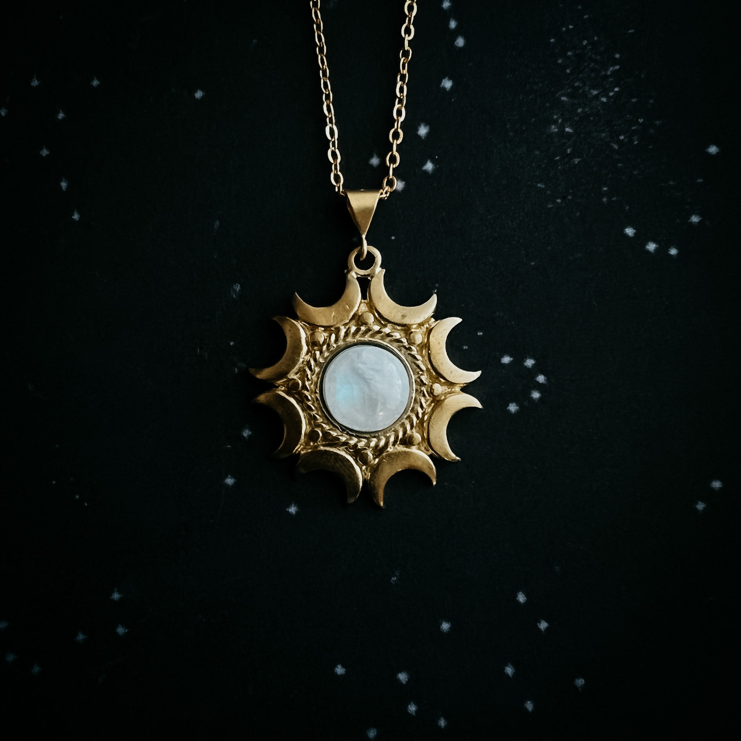 Lunar Witch Necklace - Rainbow Moonstone Pendant | Necklace | Wiccan Center