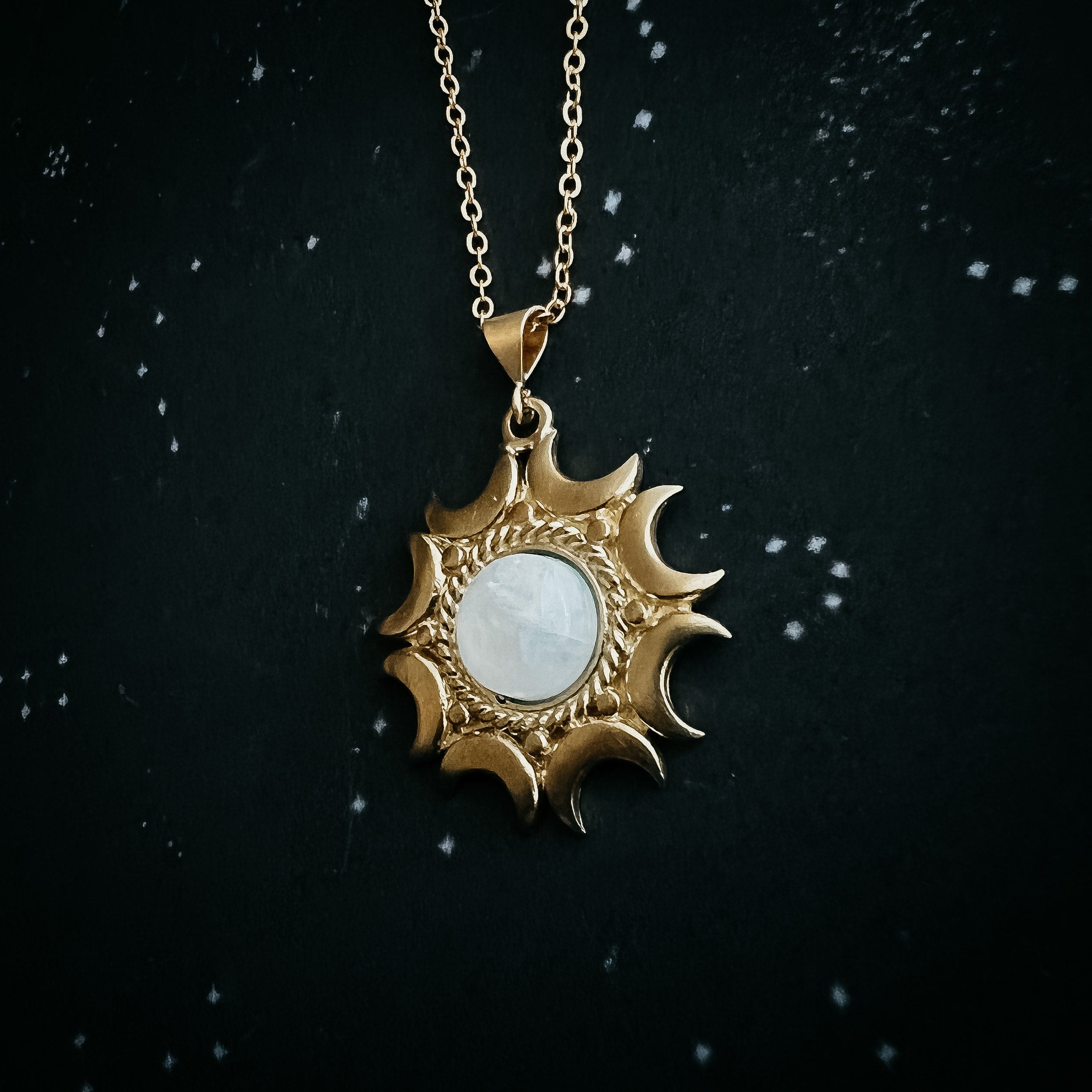 Lunar Witch Necklace - Rainbow Moonstone Pendant | Necklace | Wiccan Center