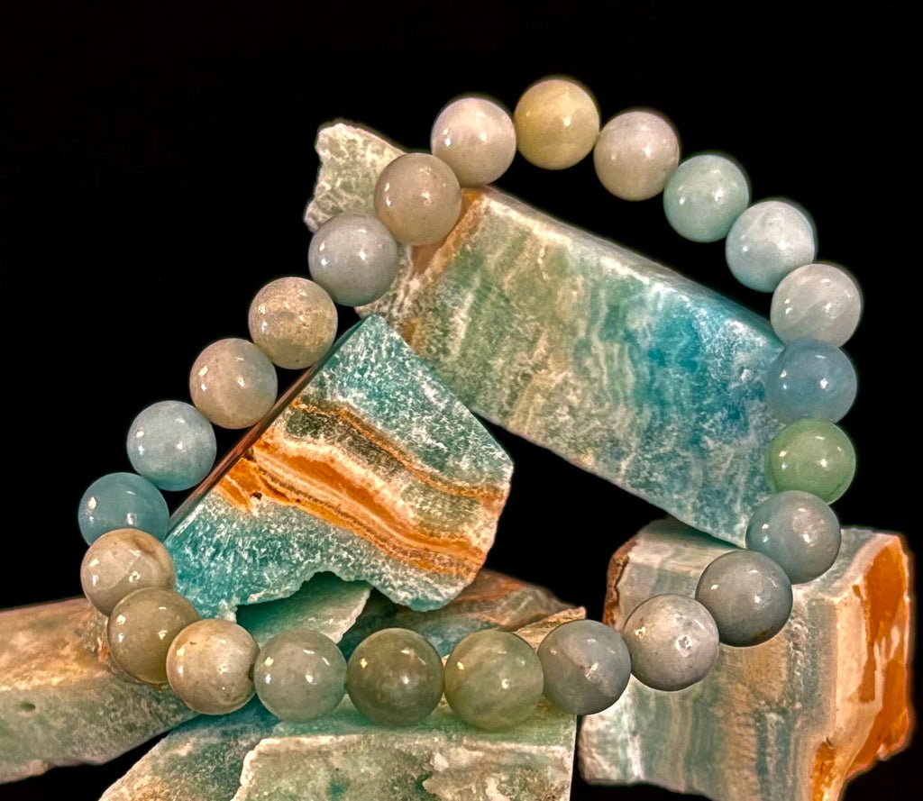 Amazonite Energy Bead Bracelet – Calm • Strength • Balance (8mm, Large Wrist) | | Wiccan Center