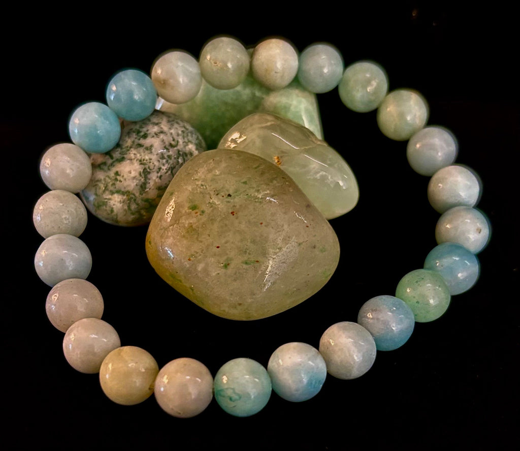 Amazonite Energy Bead Bracelet – Calm • Strength • Balance (8mm, Large Wrist) | | Wiccan Center